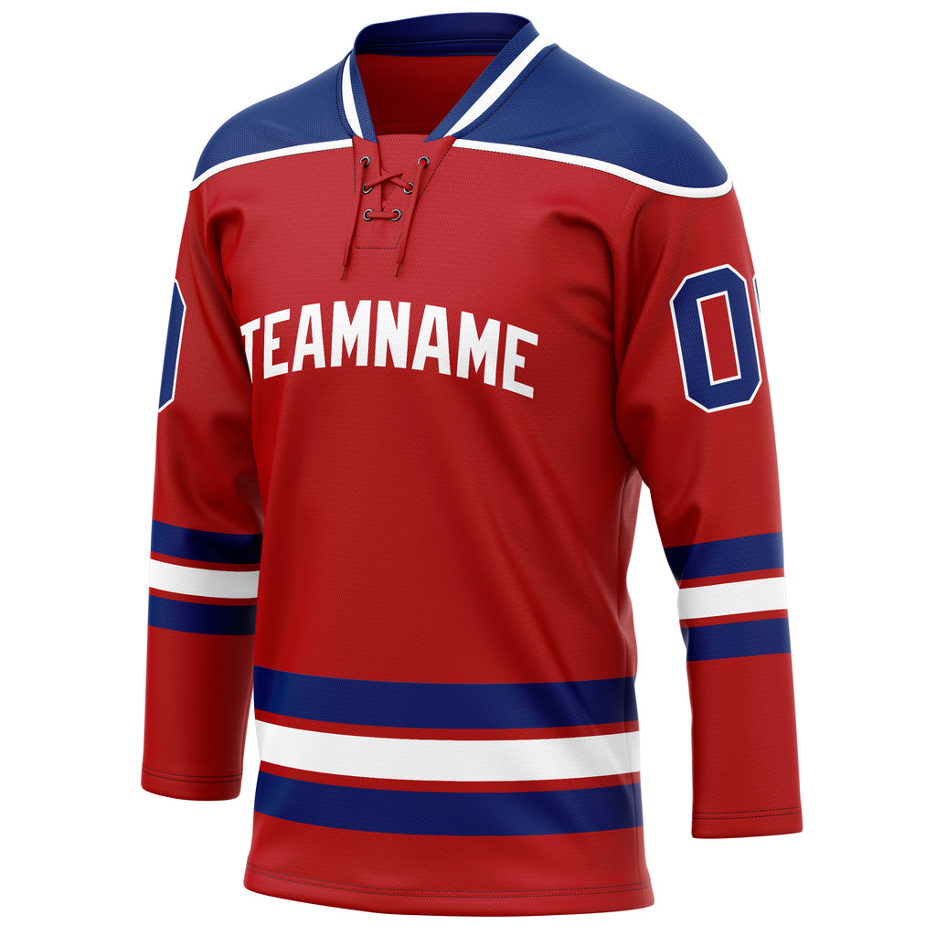 Personalized Red & Royal Solid Colour Hockey Jersey