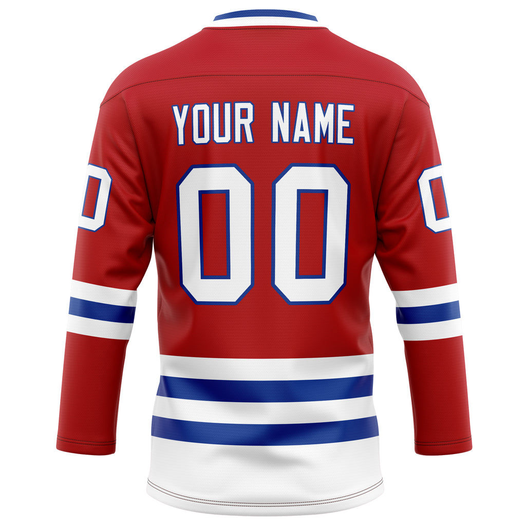 Personalized Red & White Solid Colour Hockey Jersey