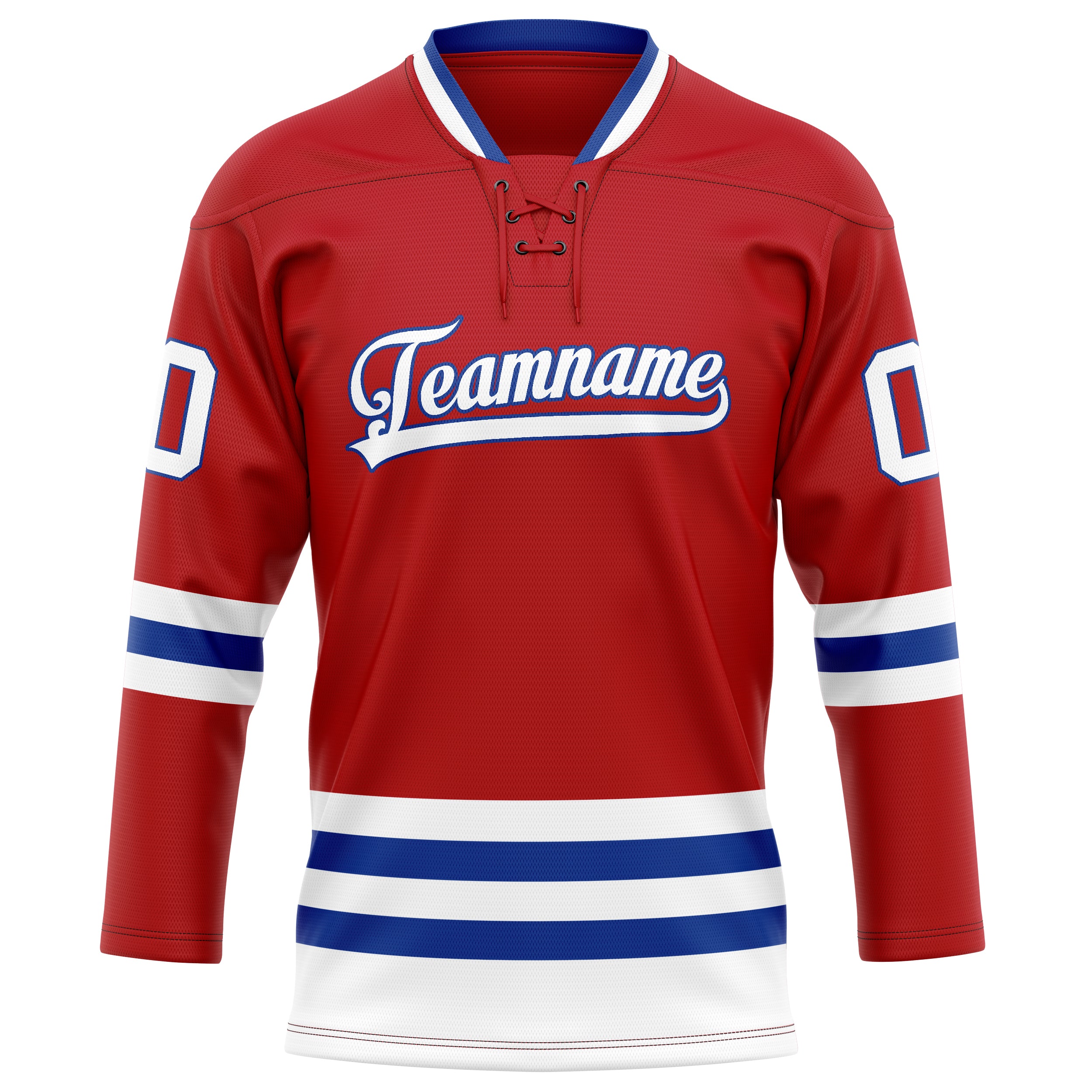 Personalized Red & White Solid Colour Hockey Jersey