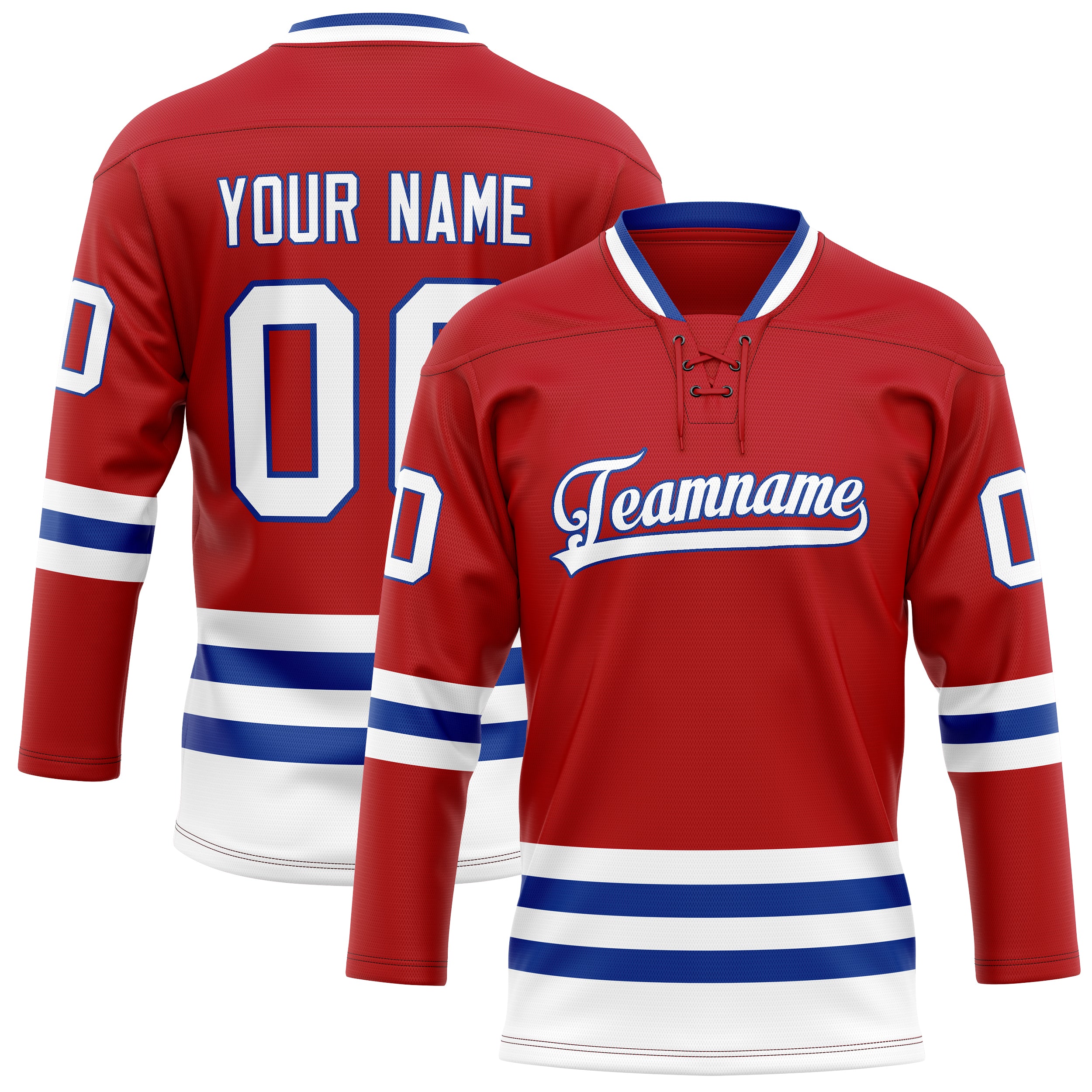 Personalized Red & White Solid Colour Hockey Jersey