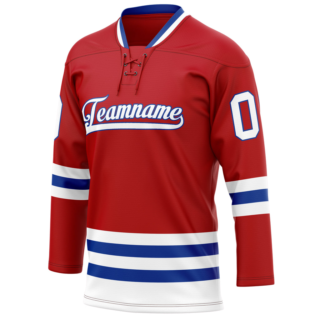 Personalized Red & White Solid Colour Hockey Jersey