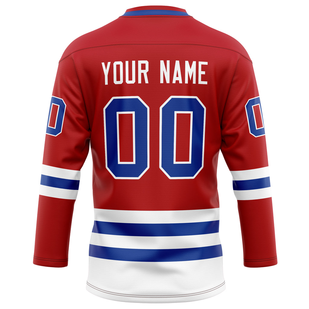 Personalized Red & Royal Solid Colour Hockey Jersey