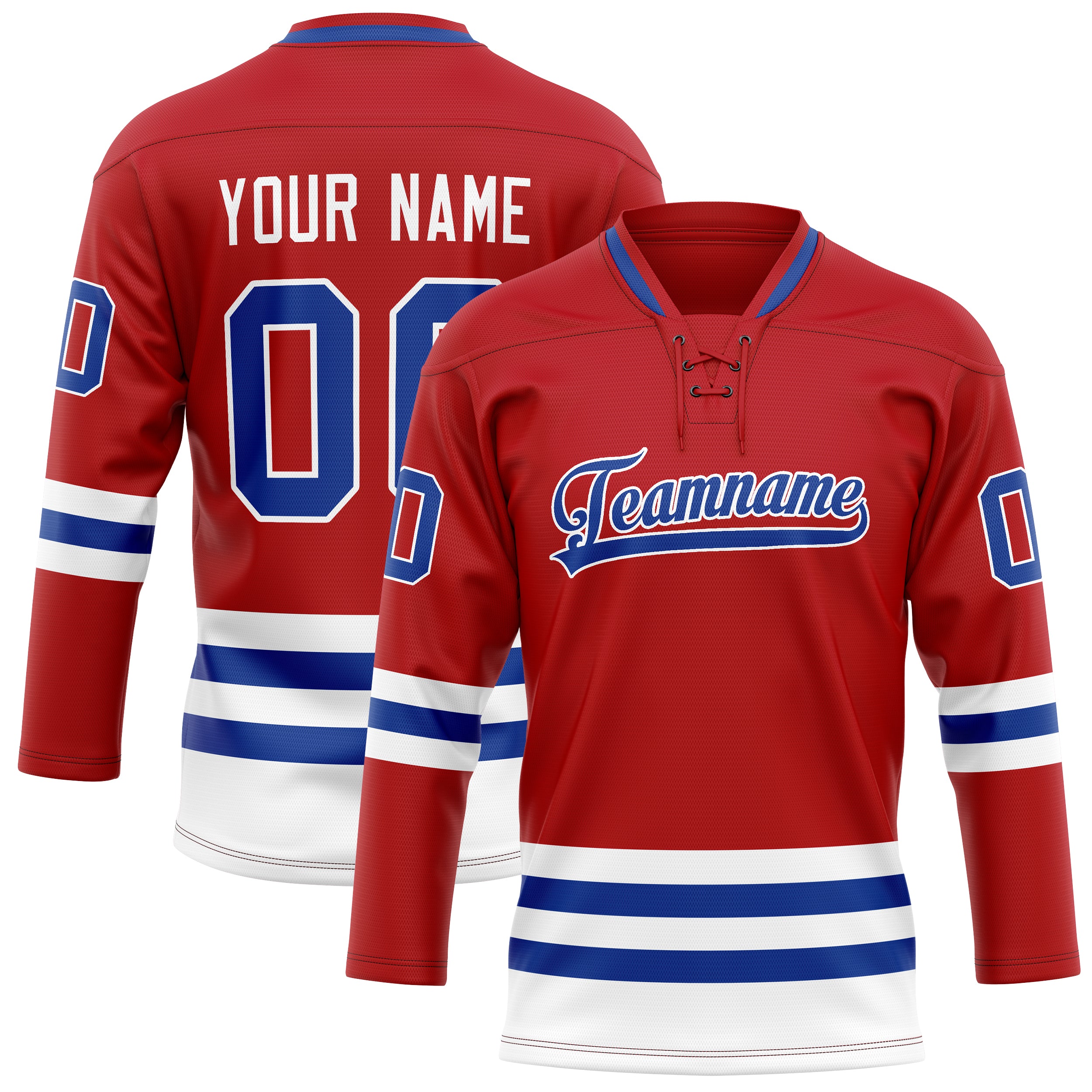 Personalized Red & Royal Solid Colour Hockey Jersey
