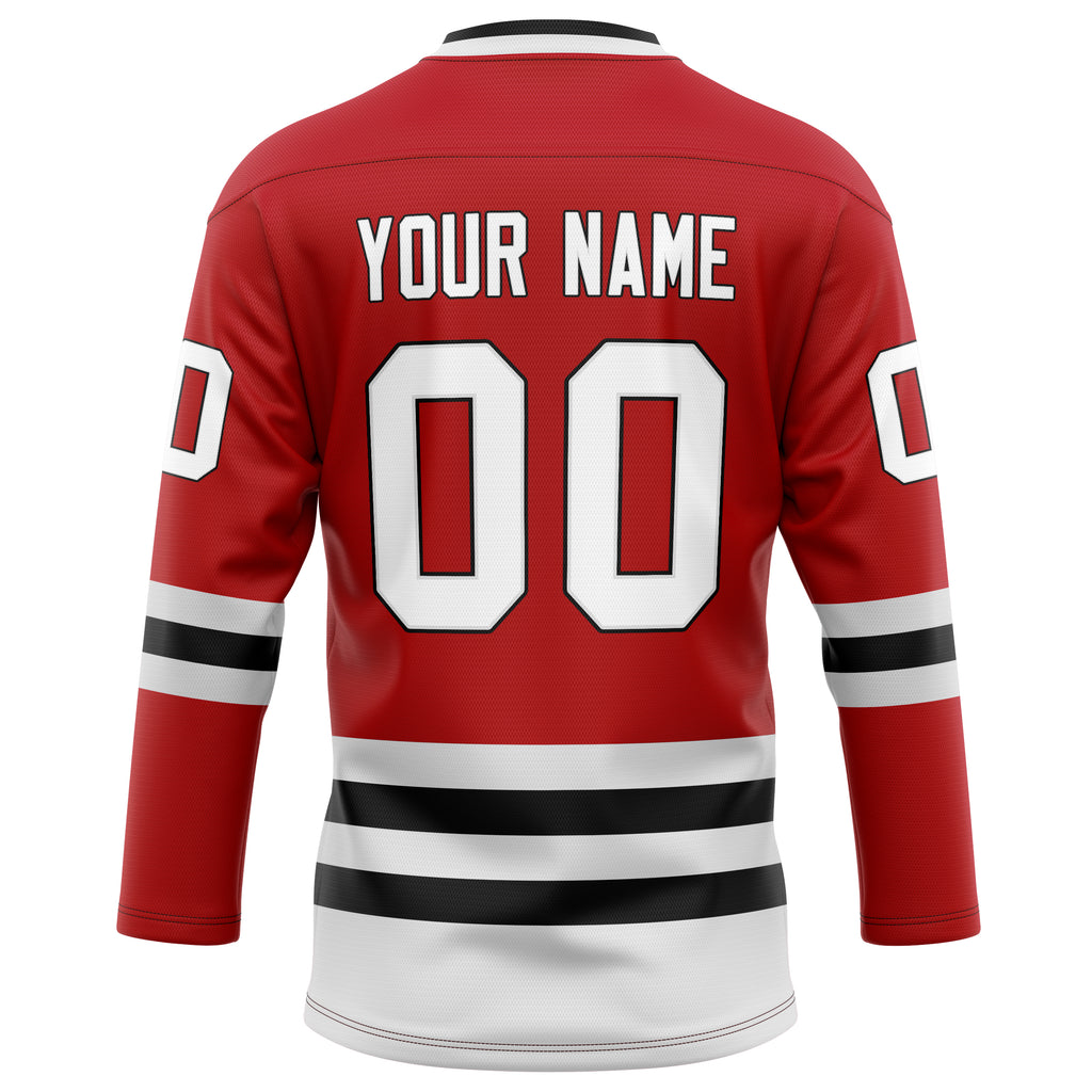 Personalized Red & White Solid Colour Hockey Jersey