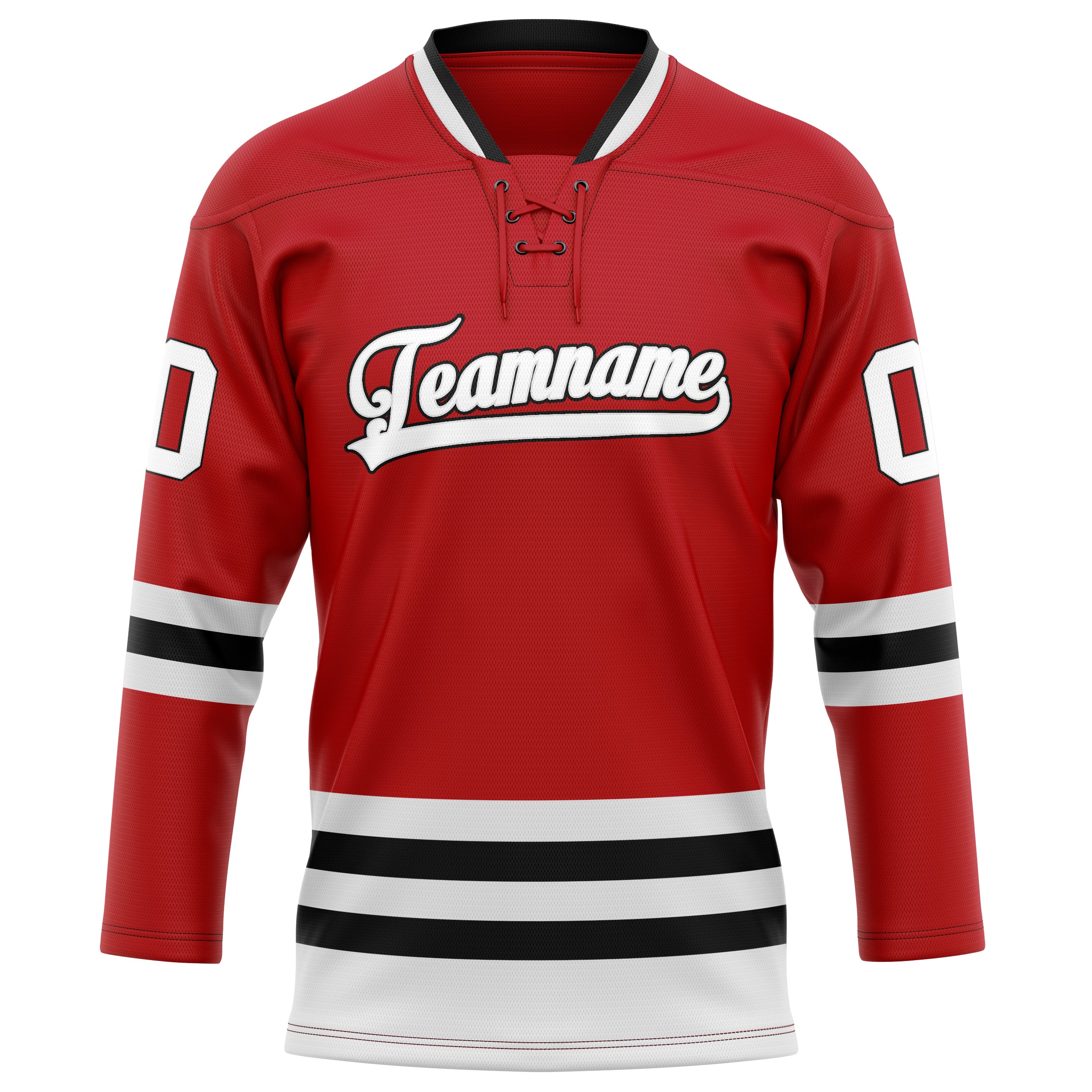 Personalized Red & White Solid Colour Hockey Jersey