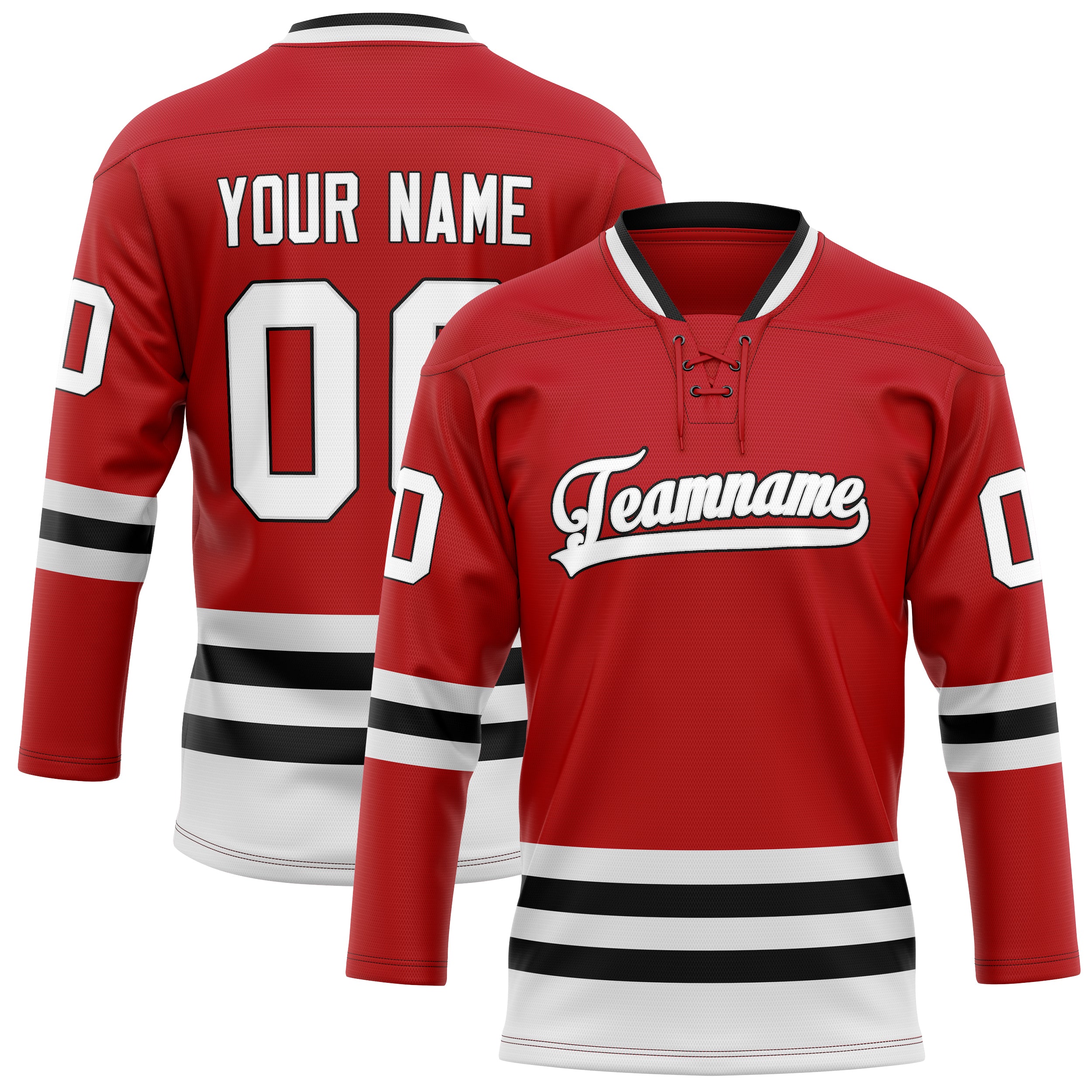 Personalized Red & White Solid Colour Hockey Jersey