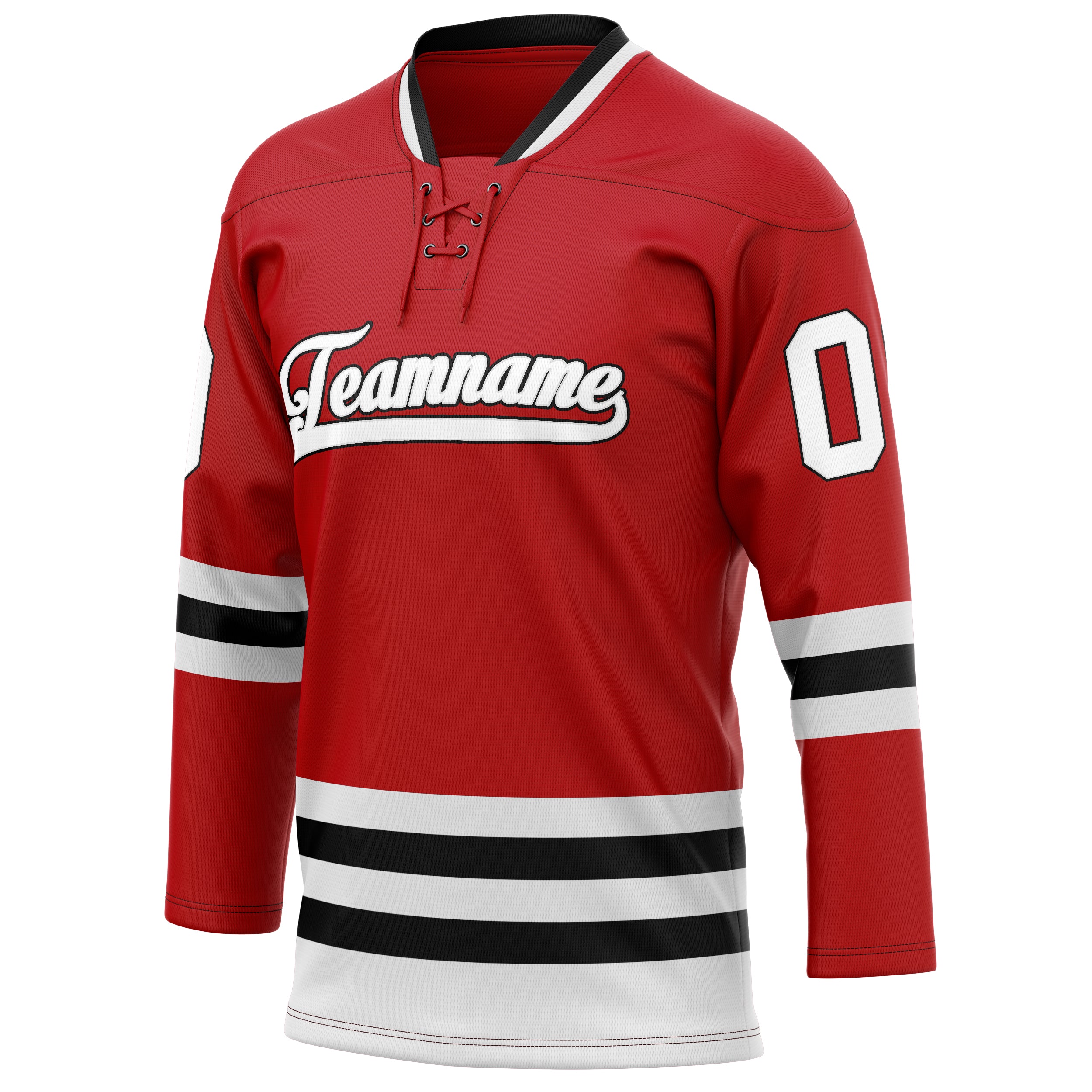 Personalized Red & White Solid Colour Hockey Jersey