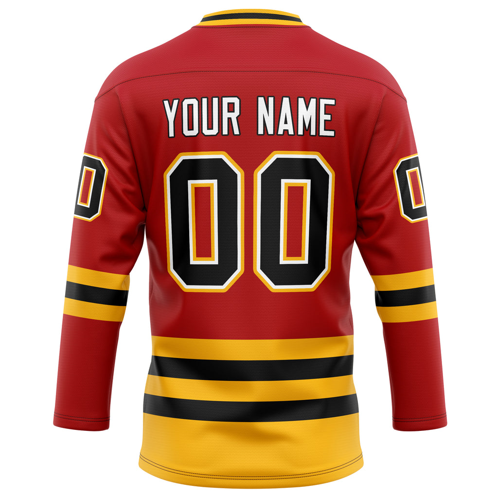 Personalized Red & Black Solid Colour Hockey Jersey