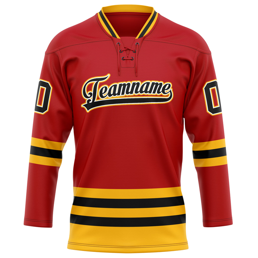 Personalized Red & Black Solid Colour Hockey Jersey