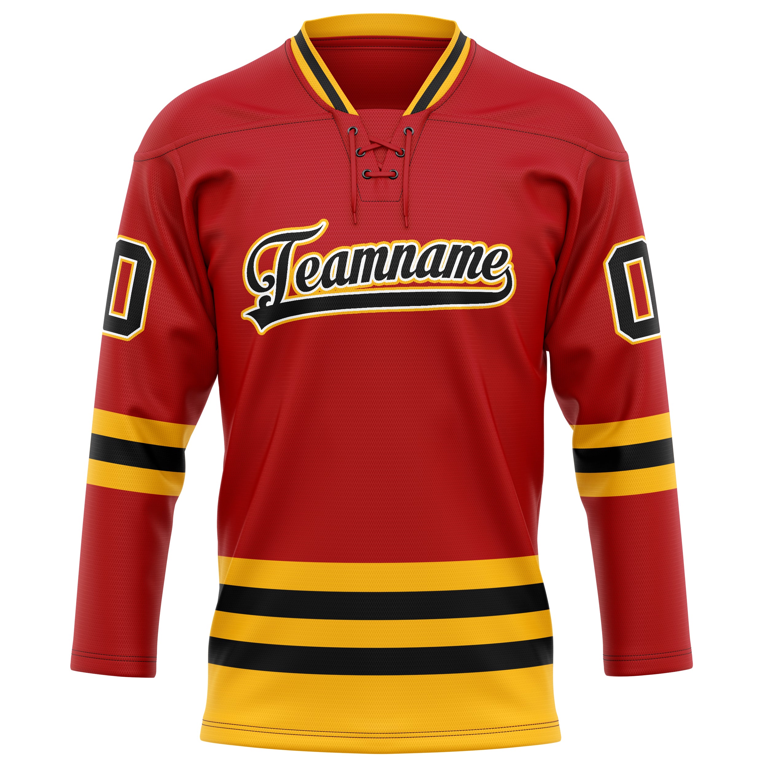 Personalized Red & Black Solid Colour Hockey Jersey