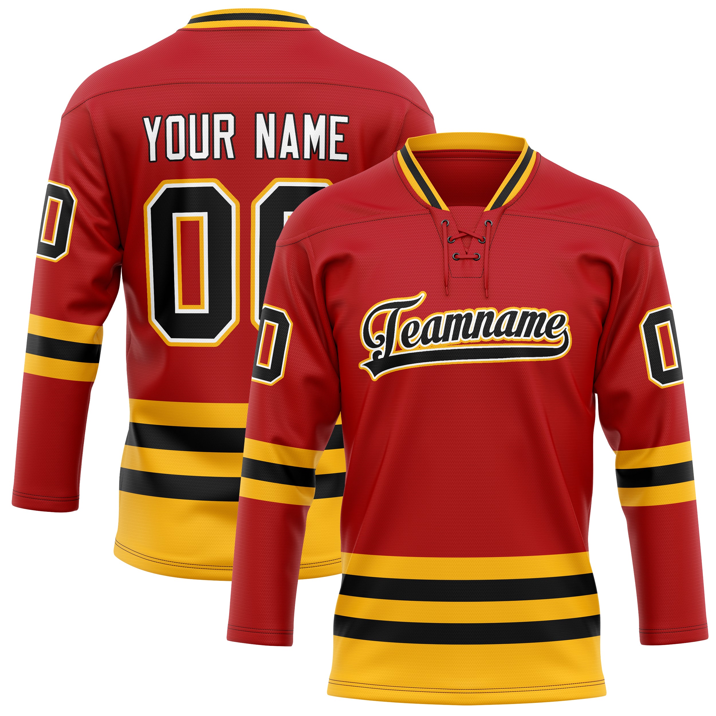 Personalized Red & Black Solid Colour Hockey Jersey