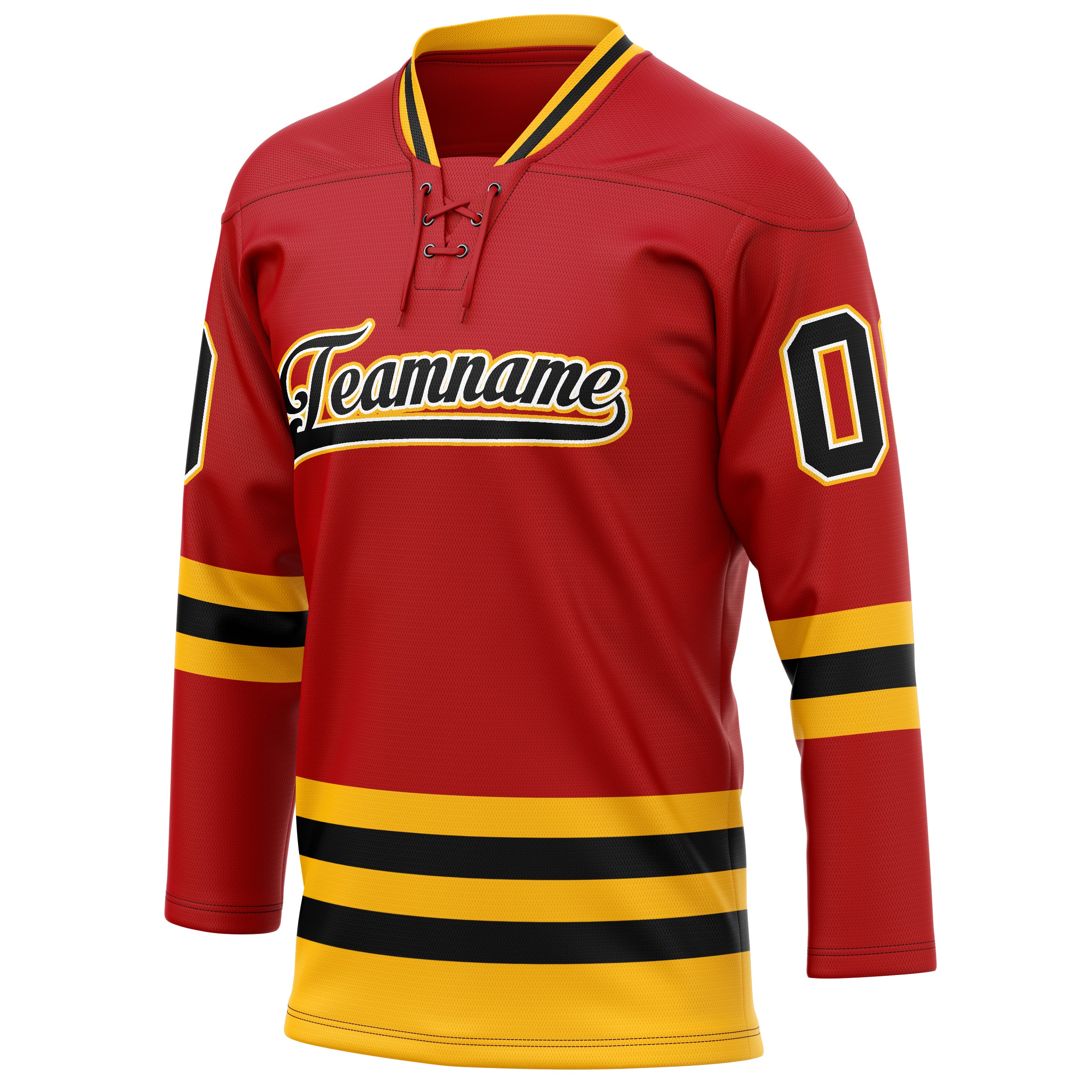 Personalized Red & Black Solid Colour Hockey Jersey