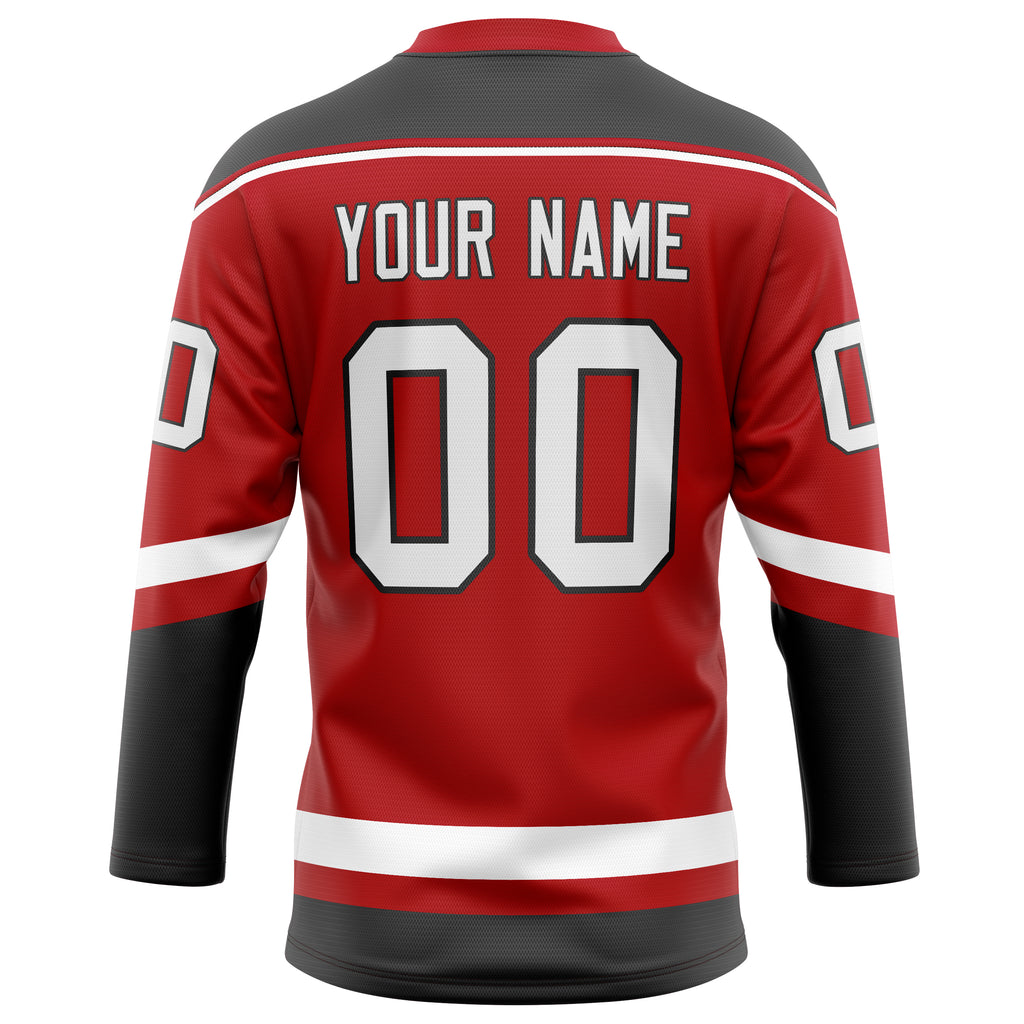 Personalized Red & Gray Solid Colour Hockey Jersey