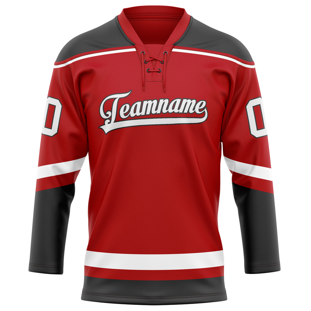 Personalized Red & Gray Solid Colour Hockey Jersey