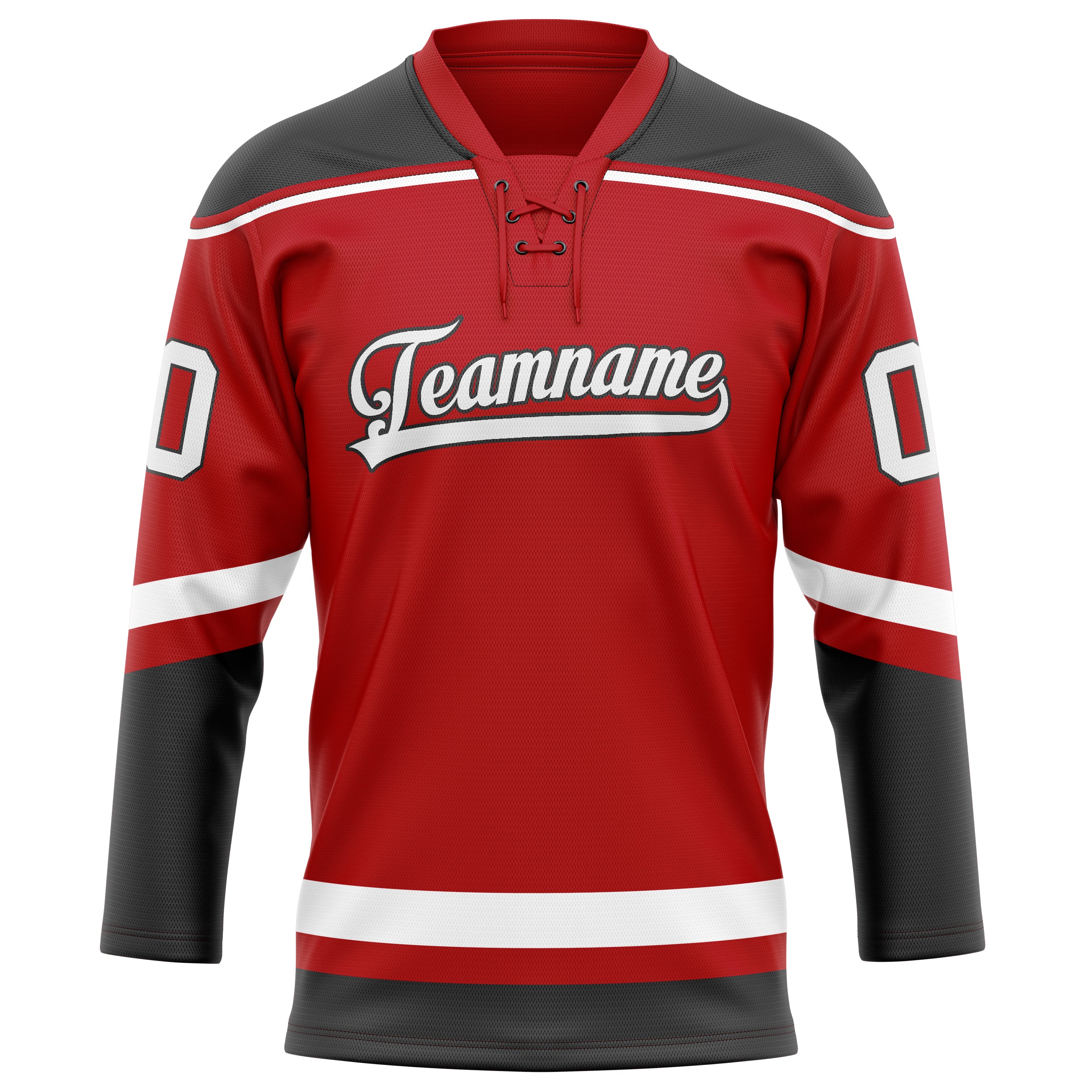 Personalized Red & Gray Solid Colour Hockey Jersey