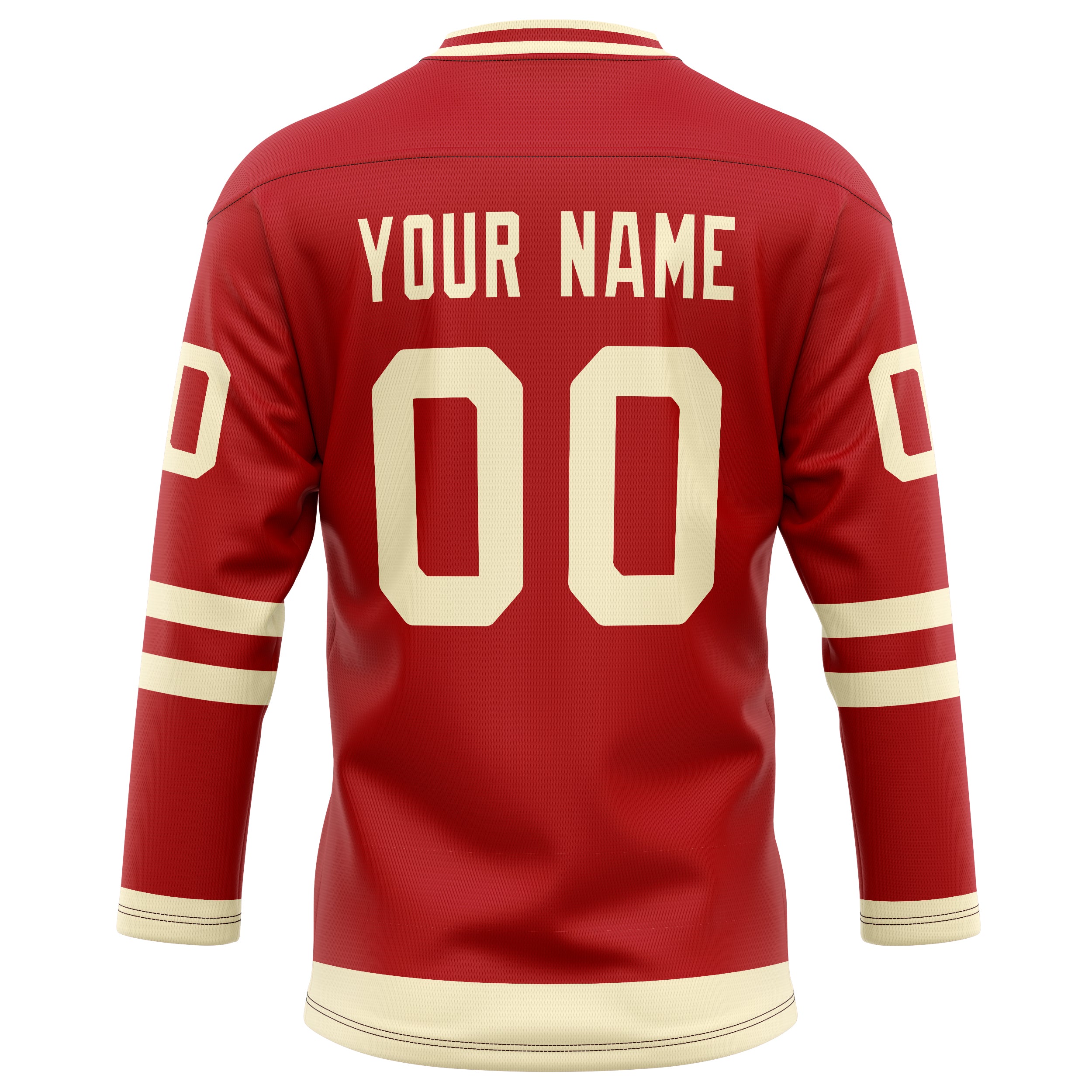 Personalized Red & Cream Solid Colour Hockey Jersey