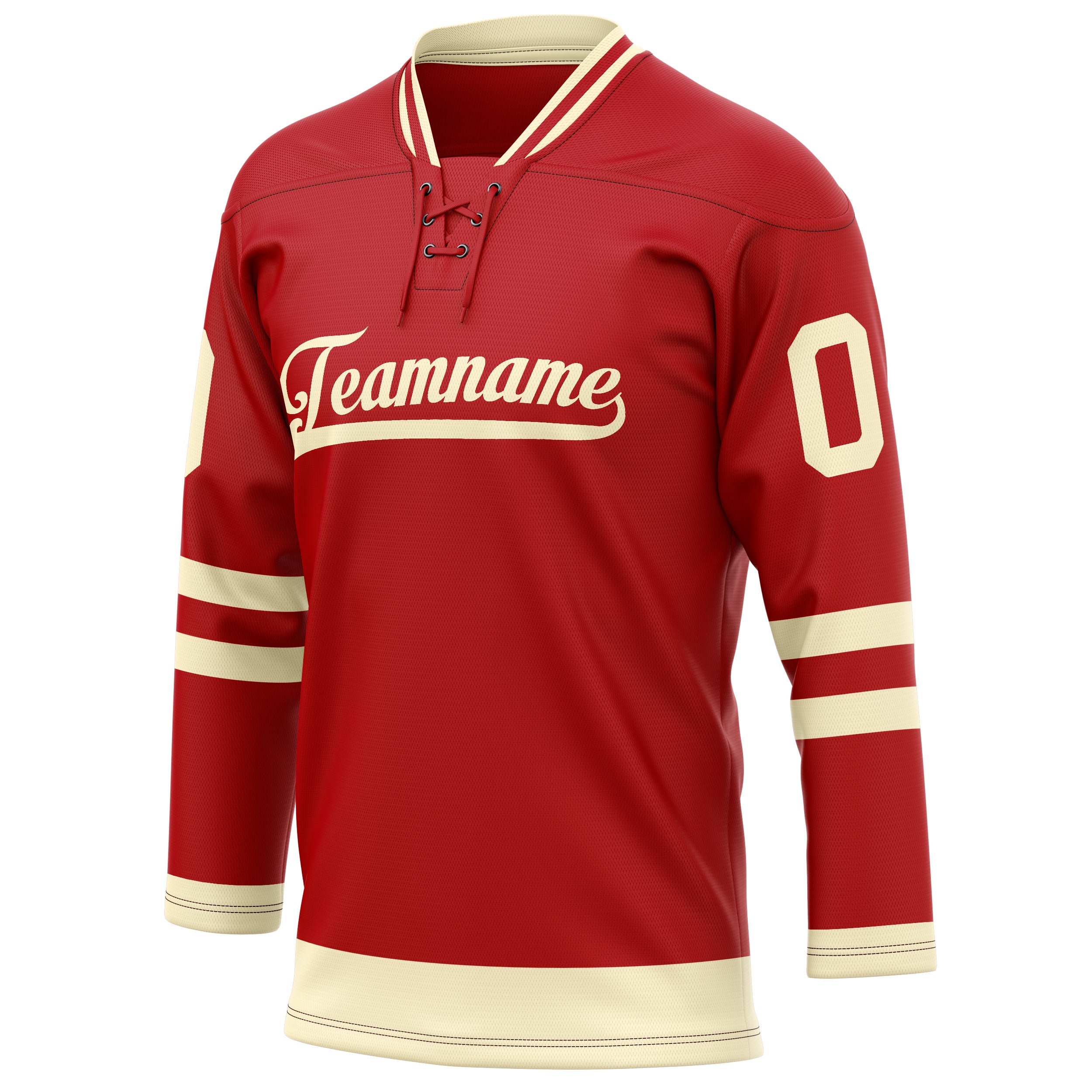 Personalized Red & Cream Solid Colour Hockey Jersey