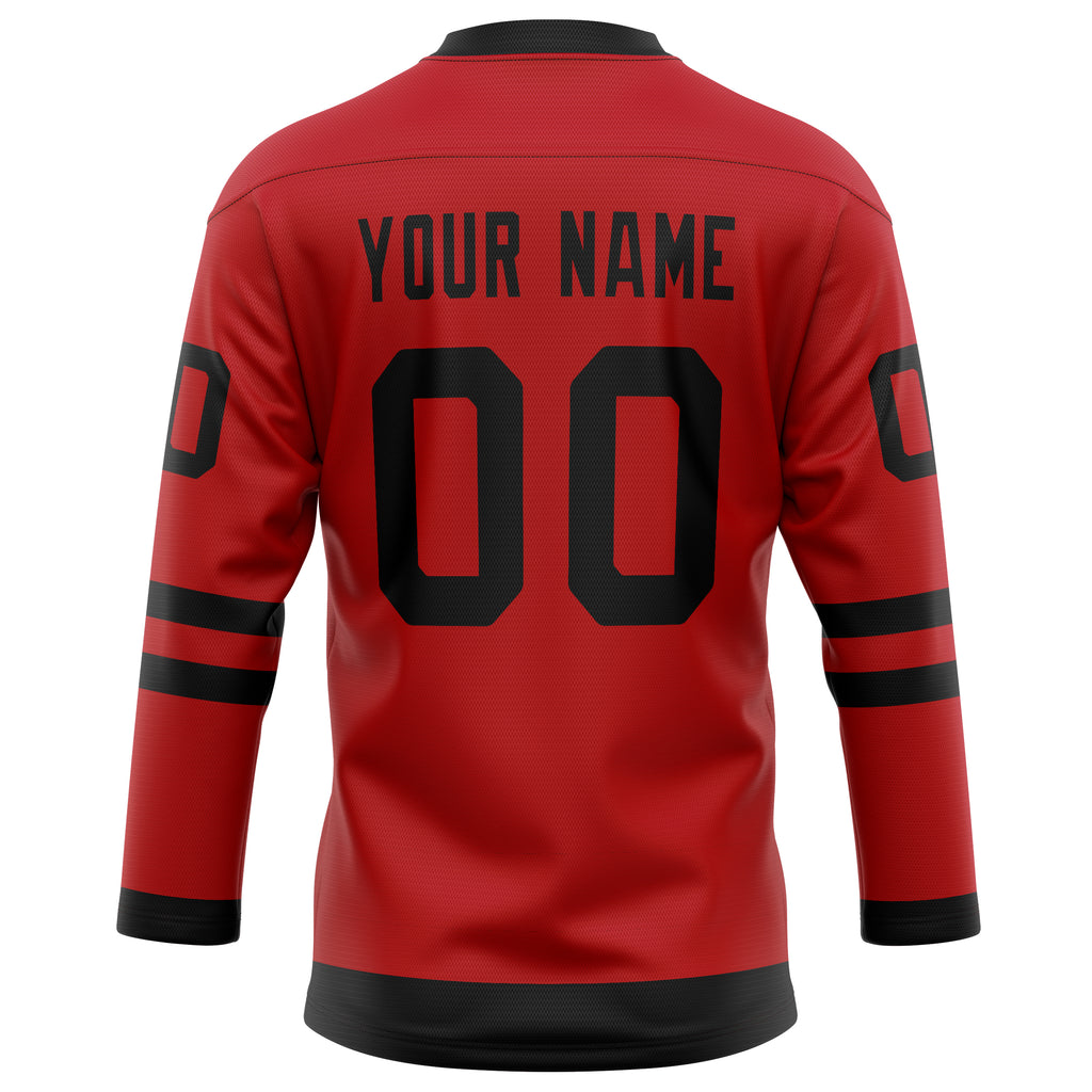 Personalized Red & Black Solid Colour Hockey Jersey