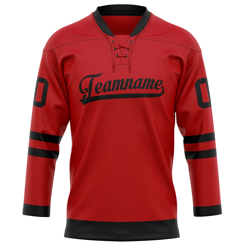 Personalized Red & Black Solid Colour Hockey Jersey