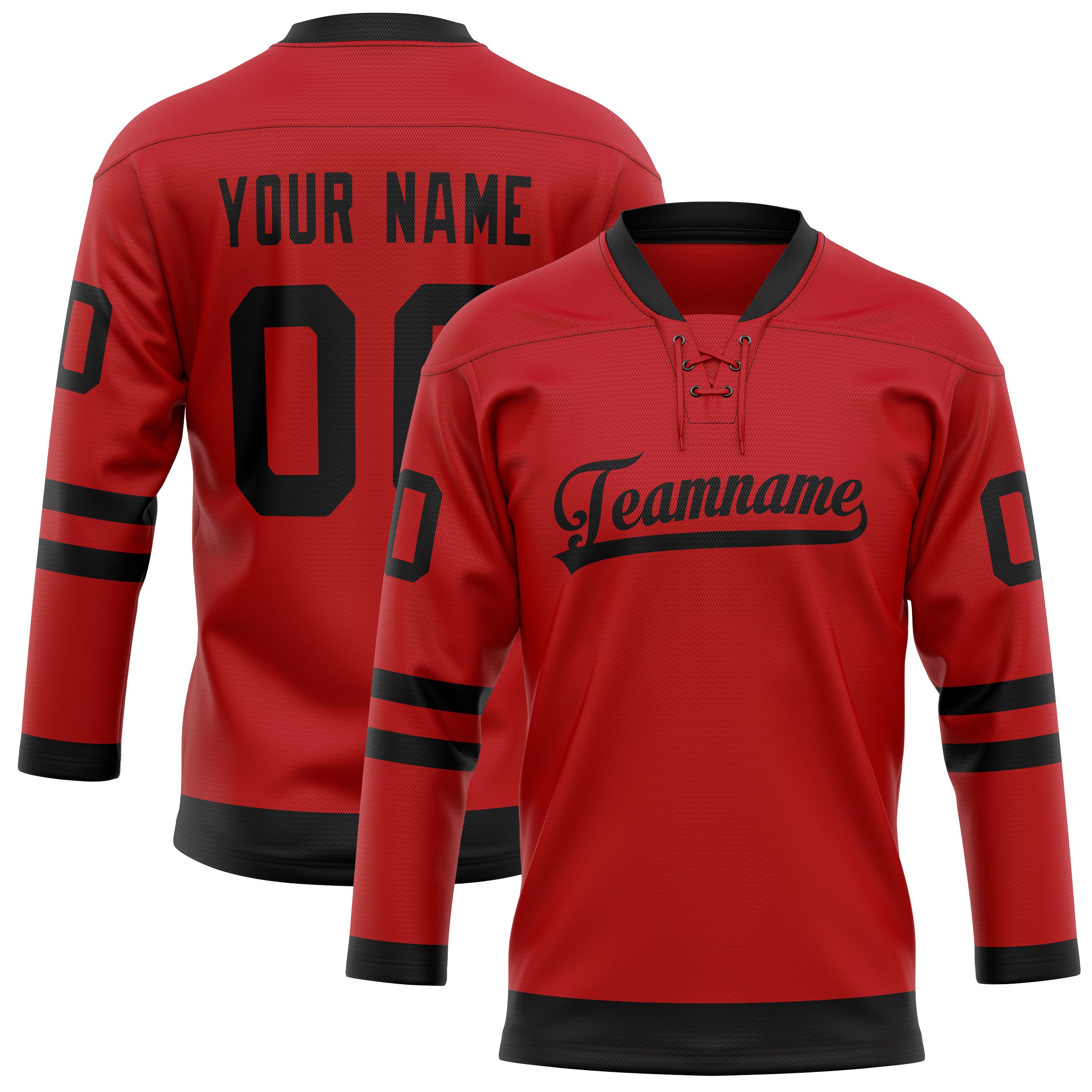 Personalized Red & Black Solid Colour Hockey Jersey