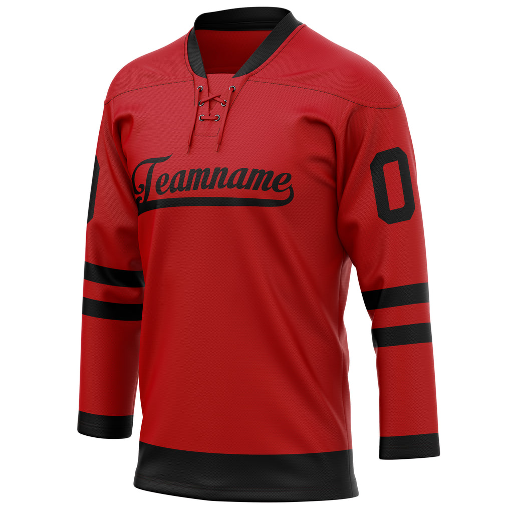 Personalized Red & Black Solid Colour Hockey Jersey