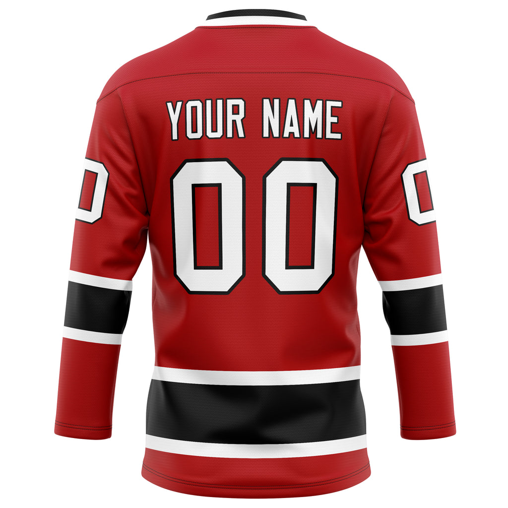 Personalized Red & Black Solid Colour Hockey Jersey