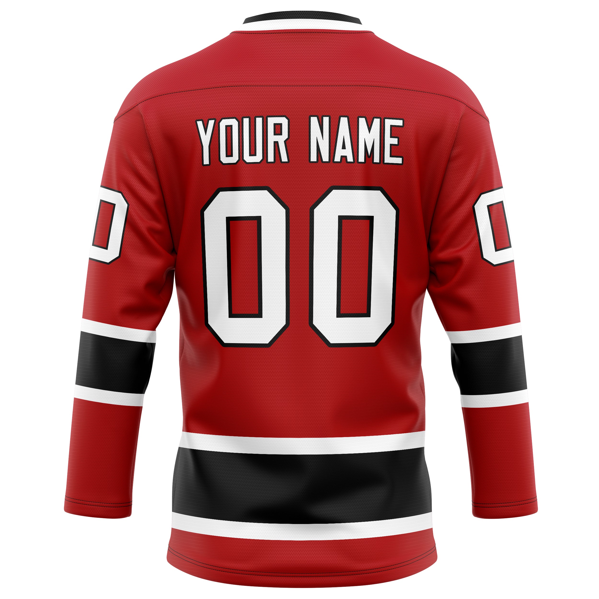 Personalized Red & Black Solid Colour Hockey Jersey