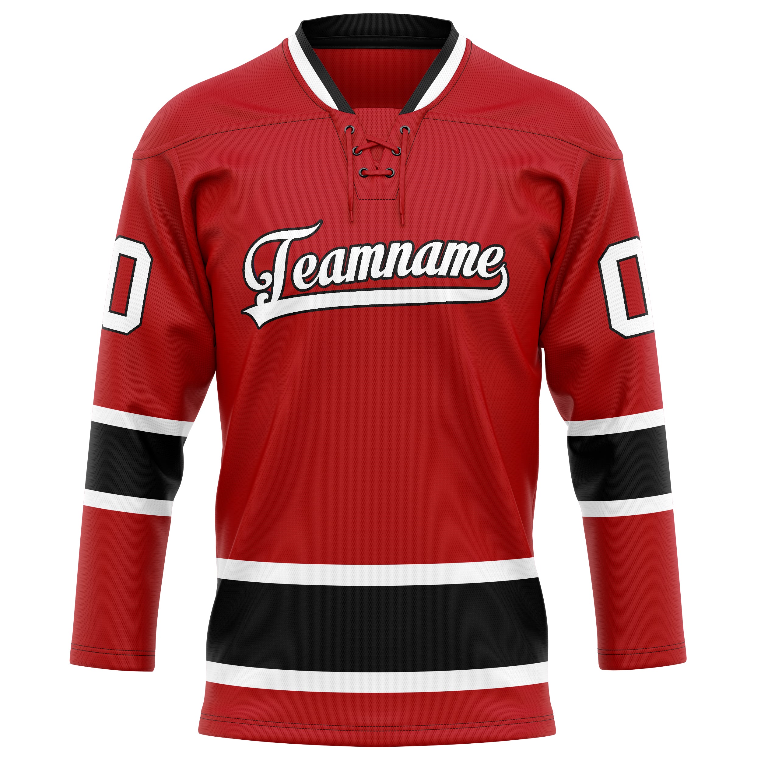 Personalized Red & Black Solid Colour Hockey Jersey