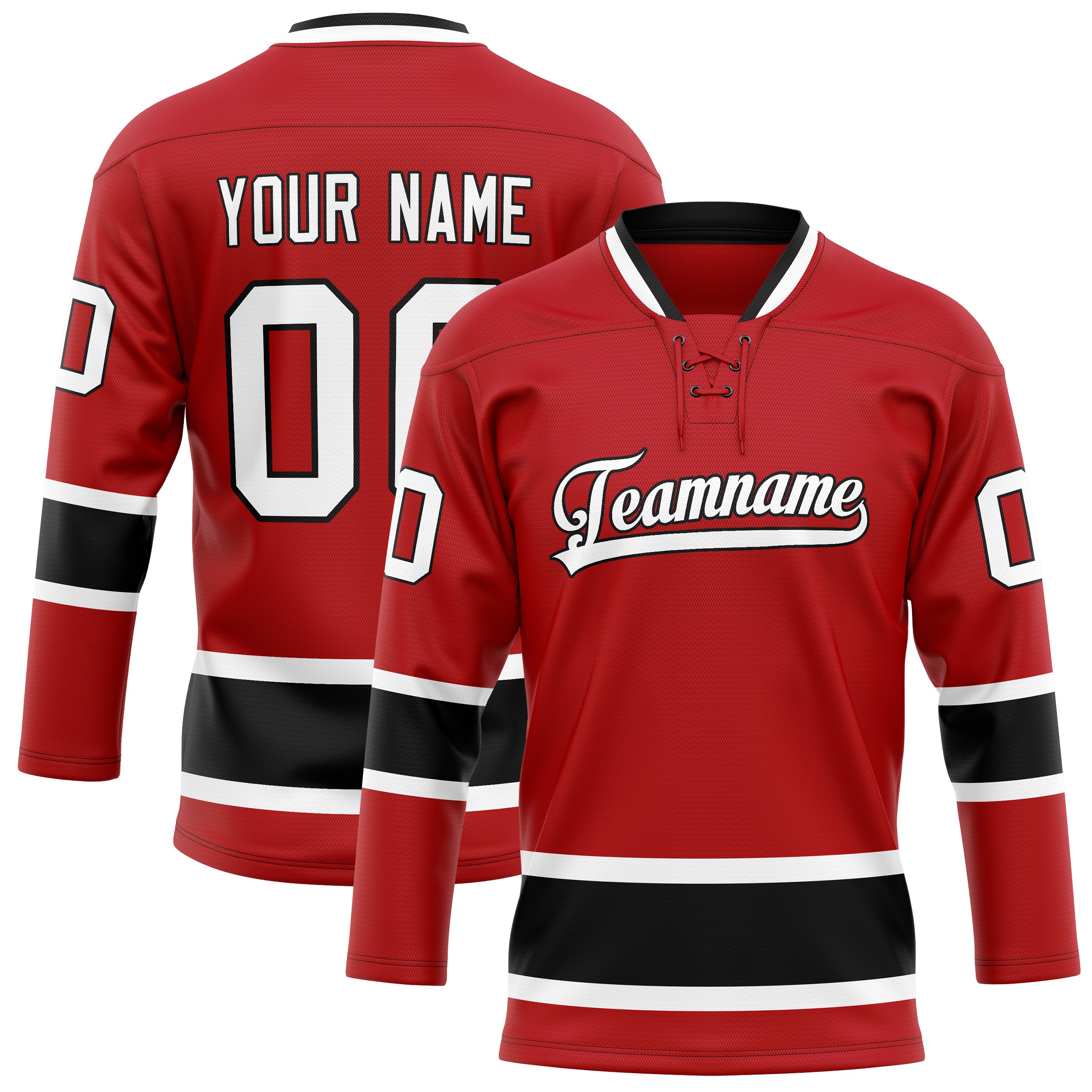 Personalized Red & Black Solid Colour Hockey Jersey
