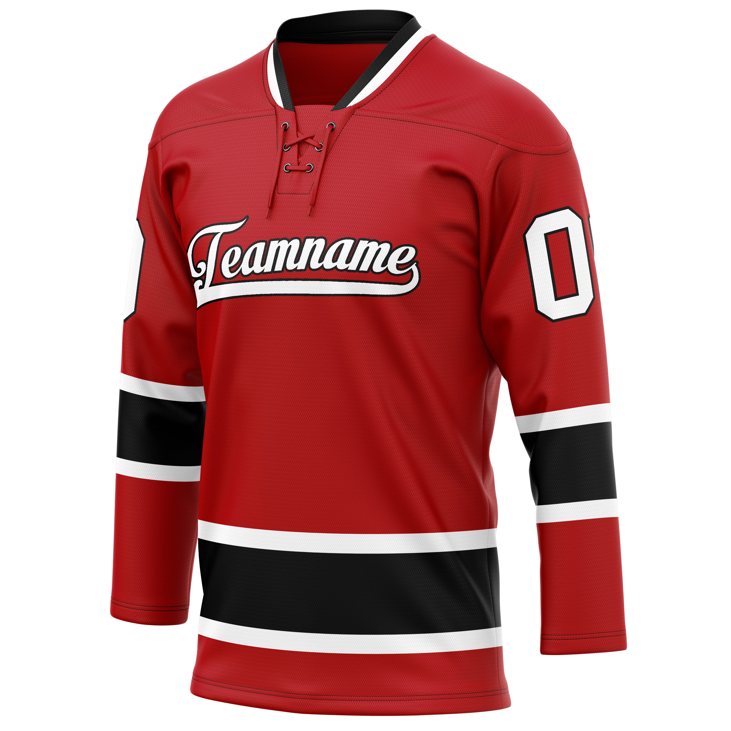 Personalized Red & Black Solid Colour Hockey Jersey