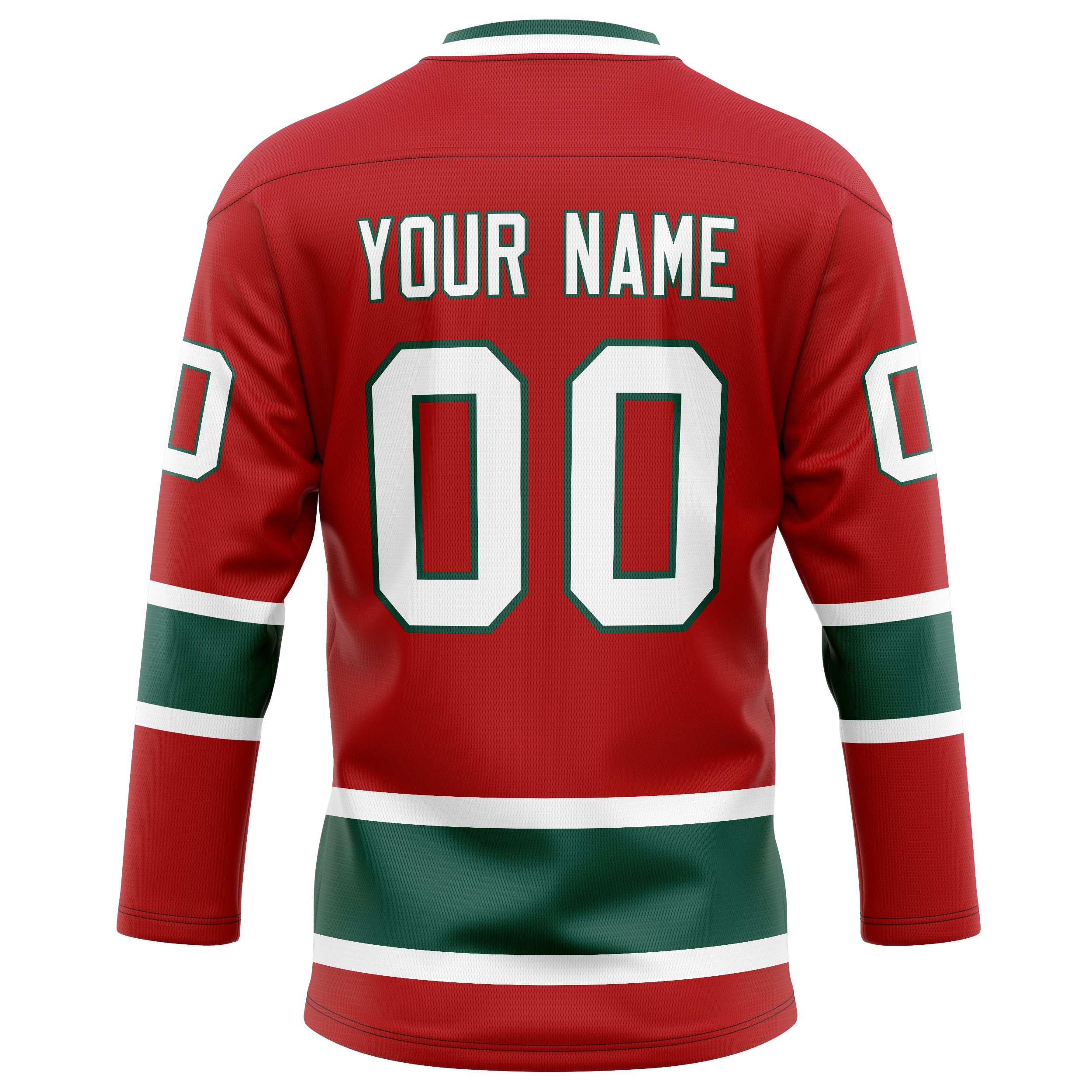 Personalized Red & Kelly Green Solid Colour Hockey Jersey