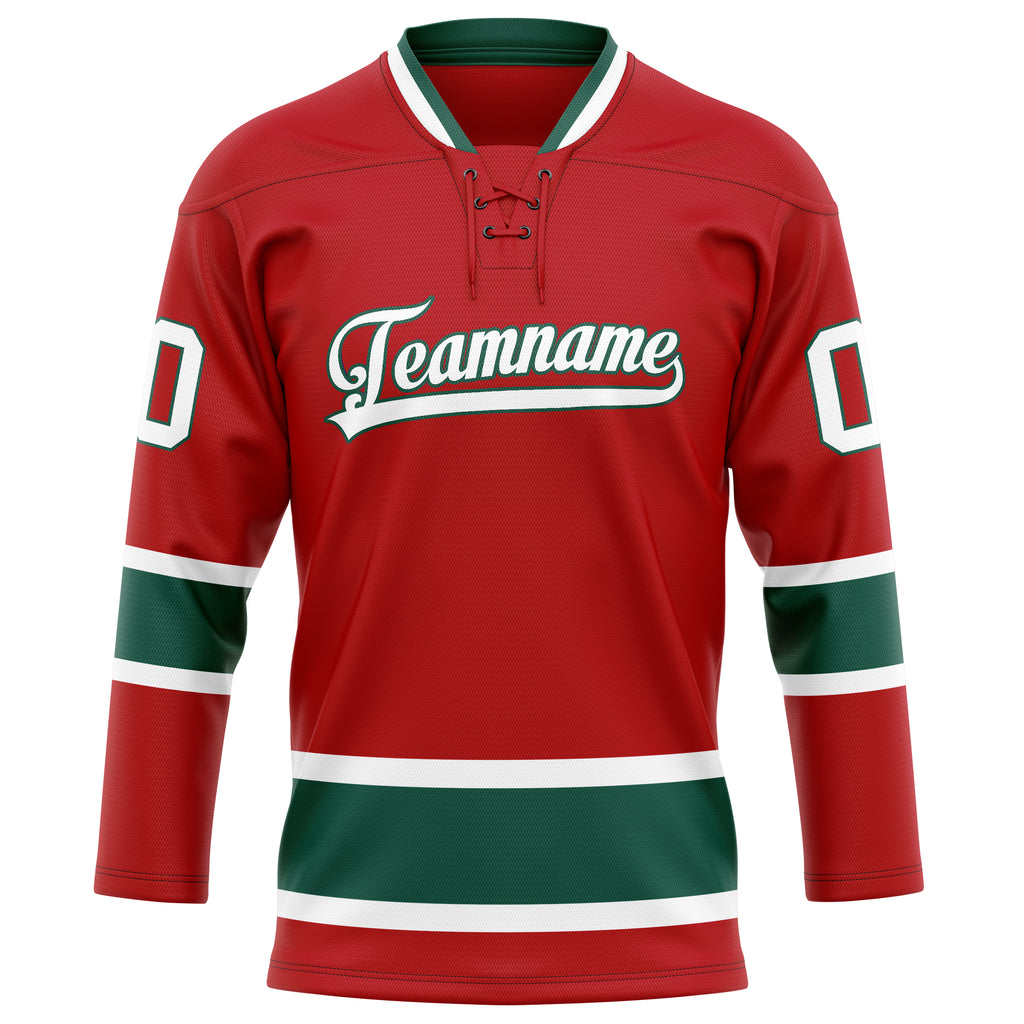 Personalized Red & Kelly Green Solid Colour Hockey Jersey