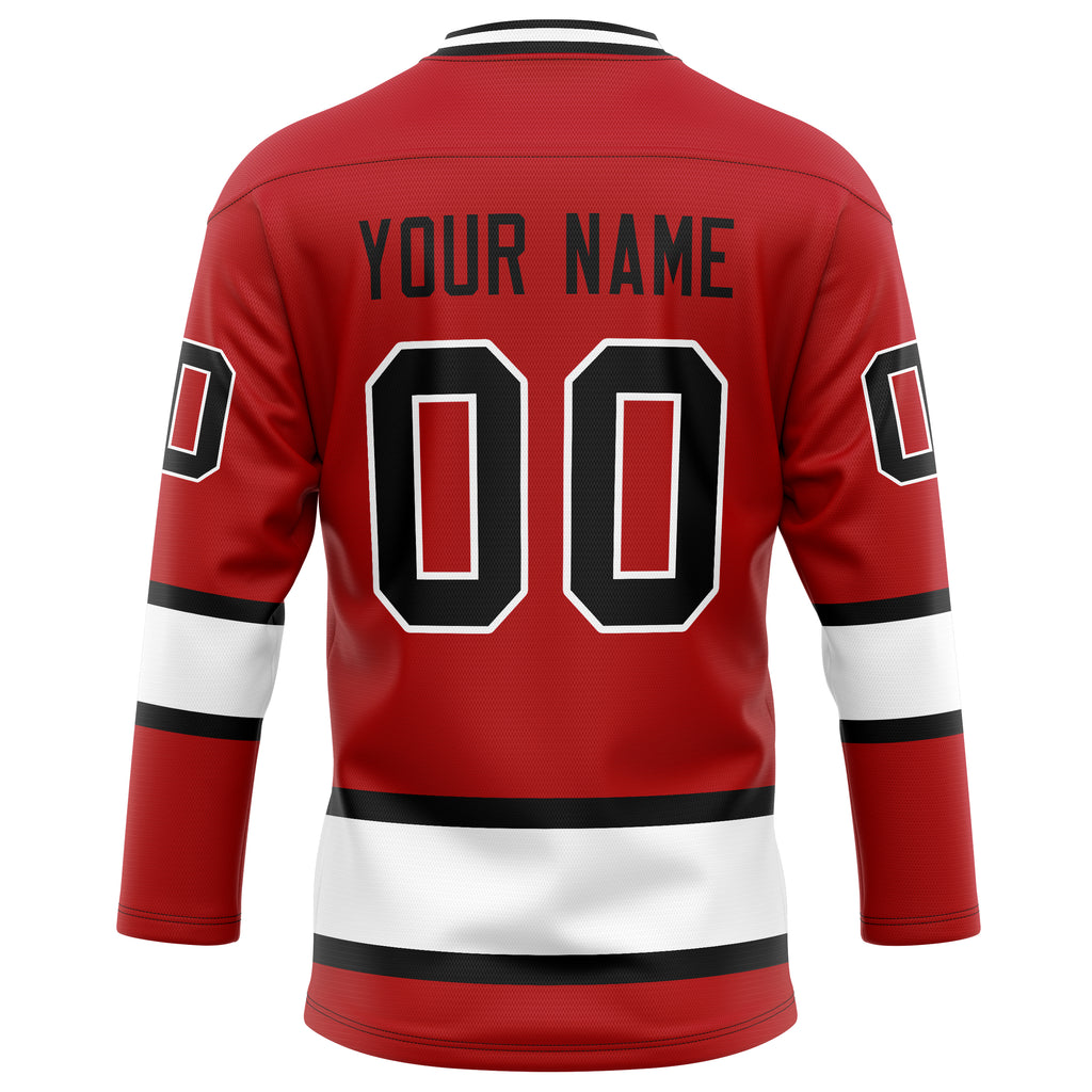 Personalized Red & White Solid Colour Hockey Jersey
