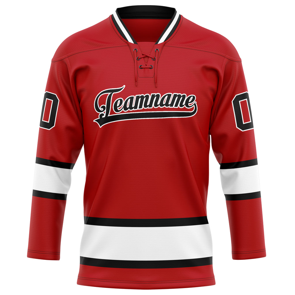 Personalized Red & White Solid Colour Hockey Jersey