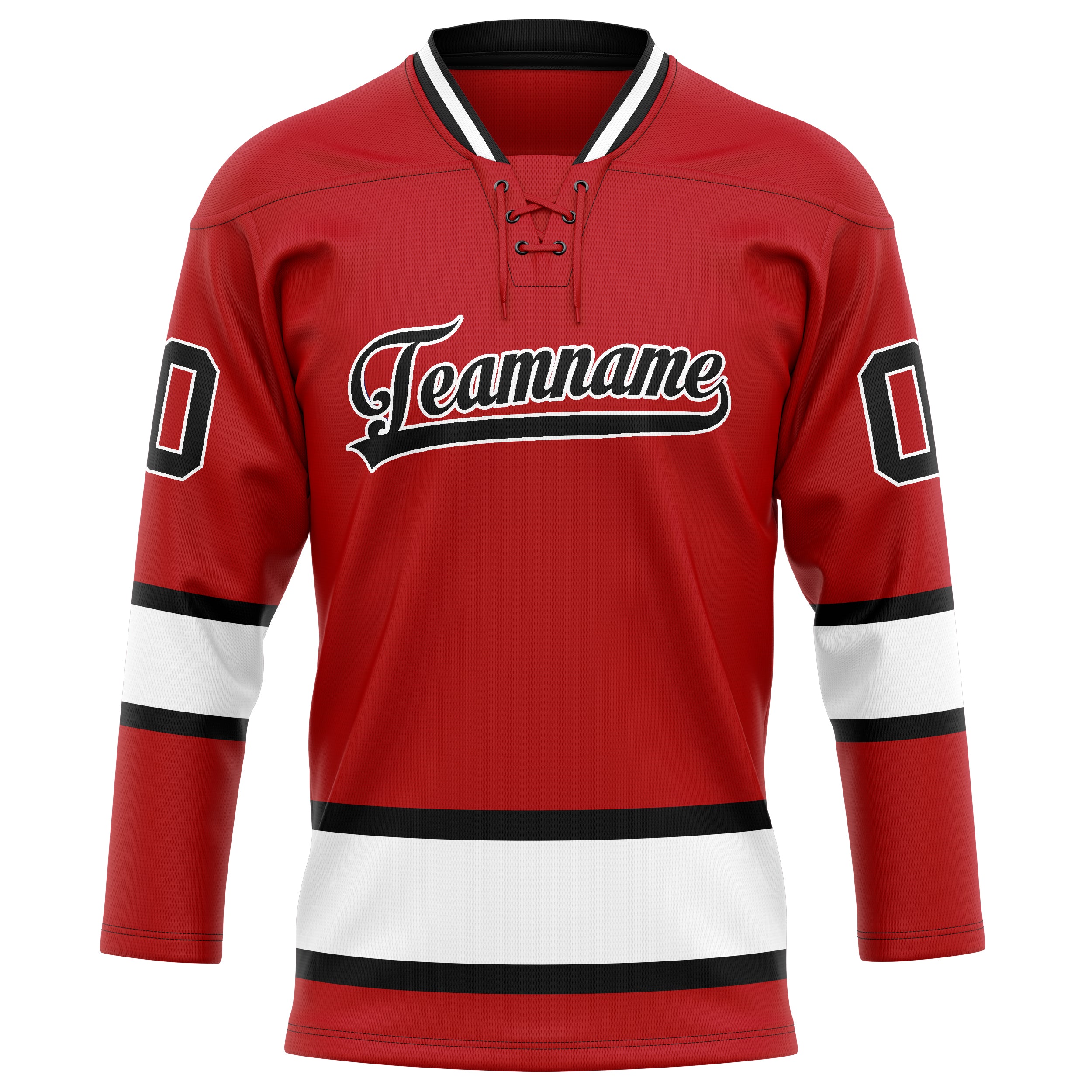 Personalized Red & White Solid Colour Hockey Jersey