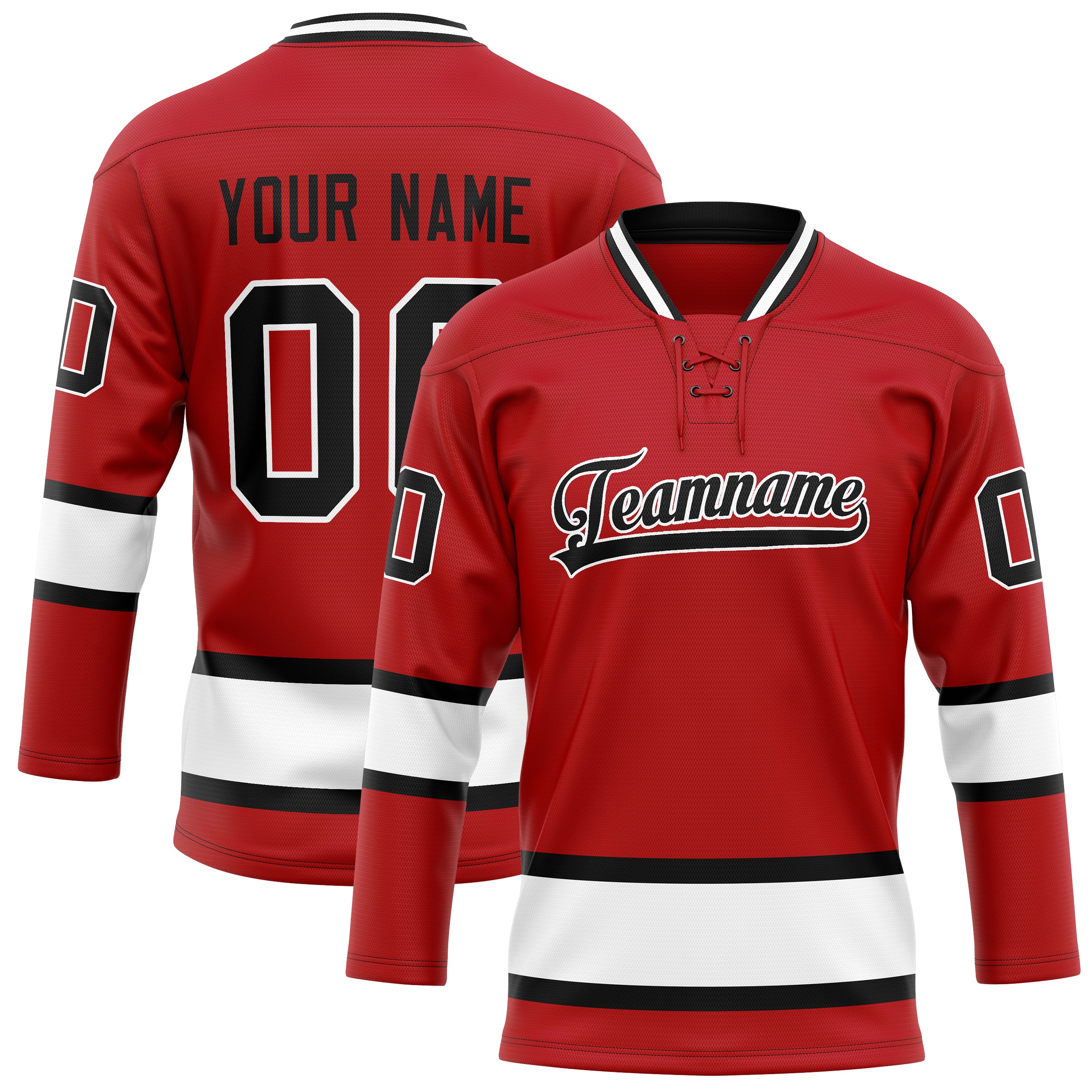 Personalized Red & White Solid Colour Hockey Jersey