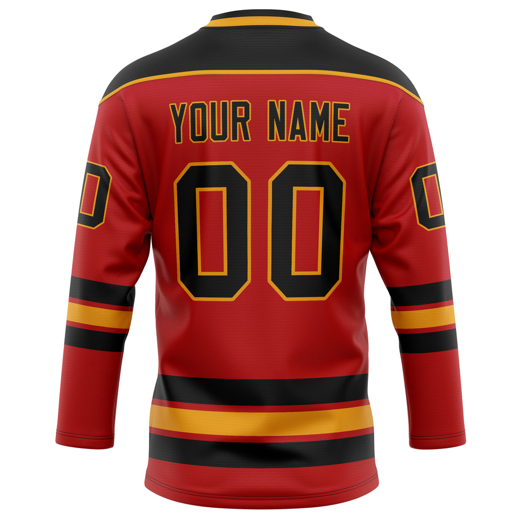 Personalized Red & Black Solid Colour Hockey Jersey