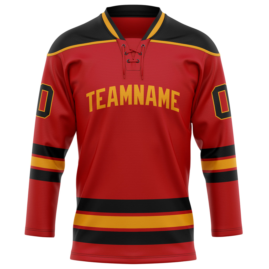 Personalized Red & Black Solid Colour Hockey Jersey