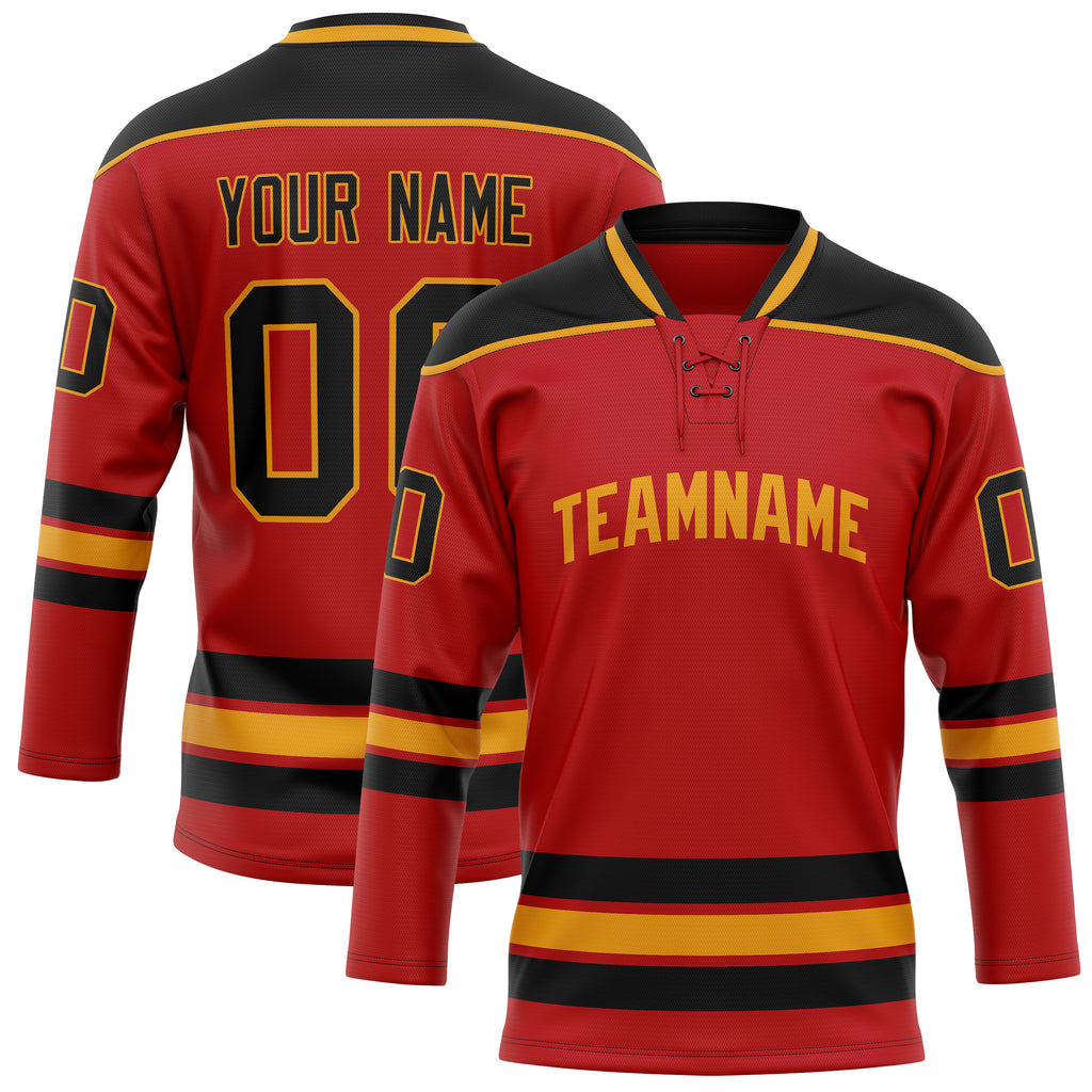 Personalized Red & Black Solid Colour Hockey Jersey