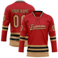 Personalized Red & Old Gold Solid Colour Hockey Jersey