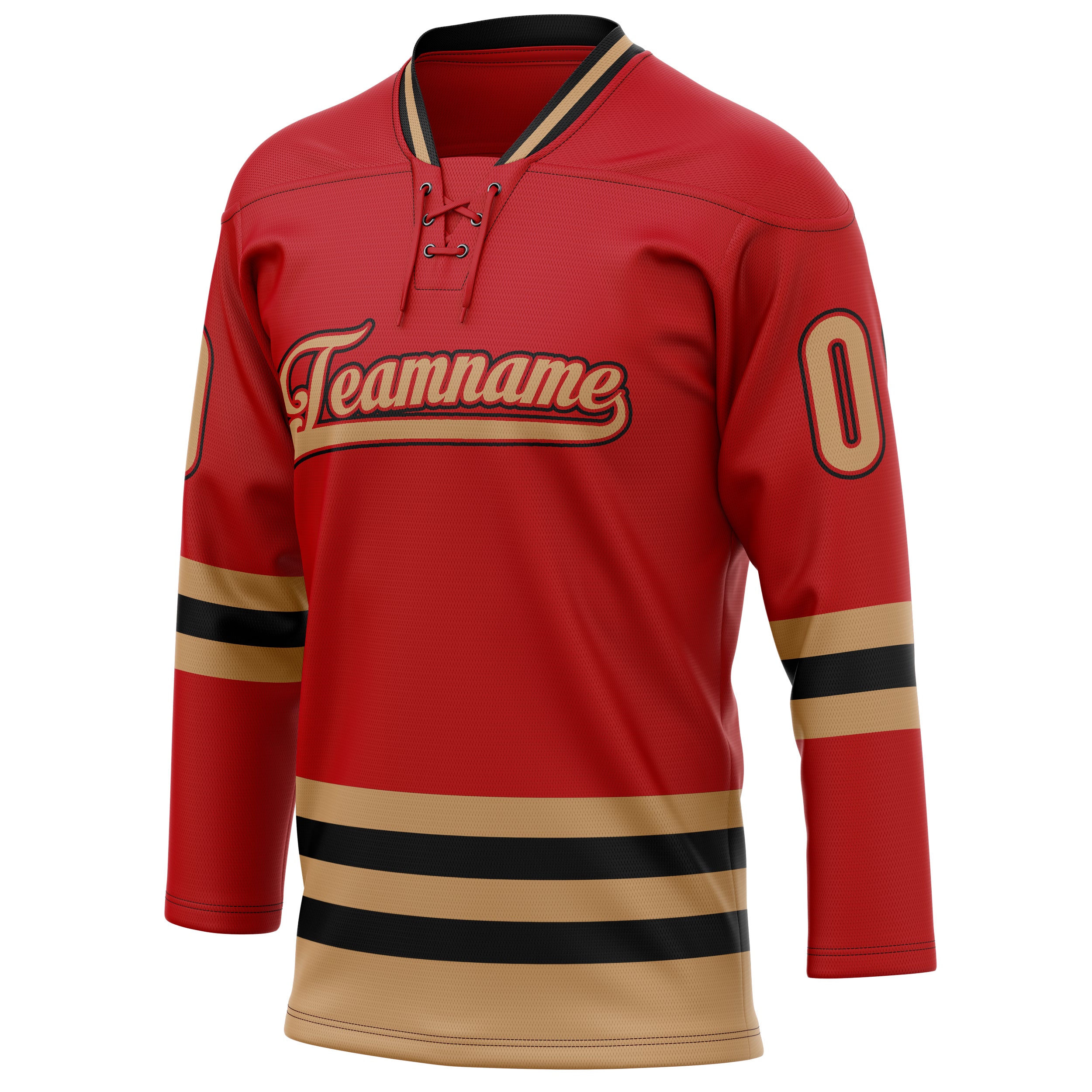 Personalized Red & Old Gold Solid Colour Hockey Jersey