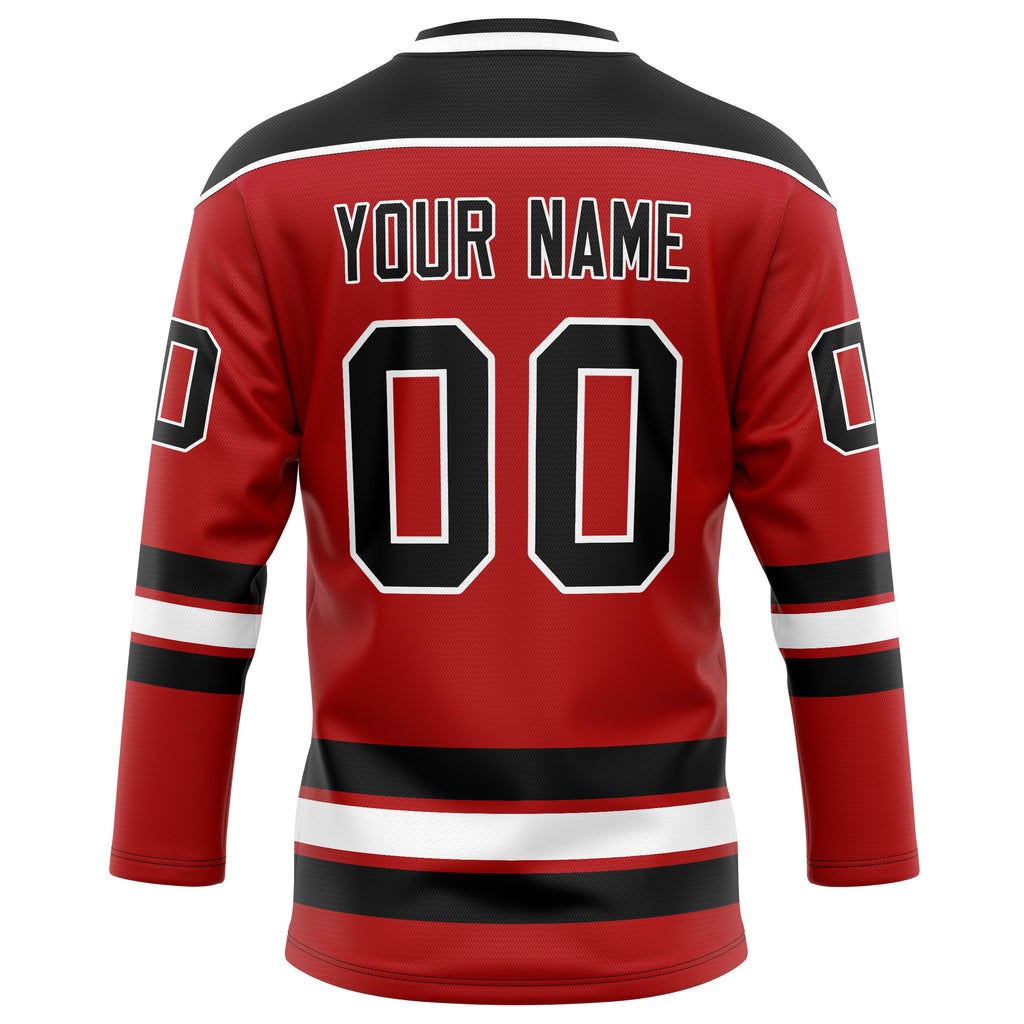 Personalized Red & Black Solid Colour Hockey Jersey