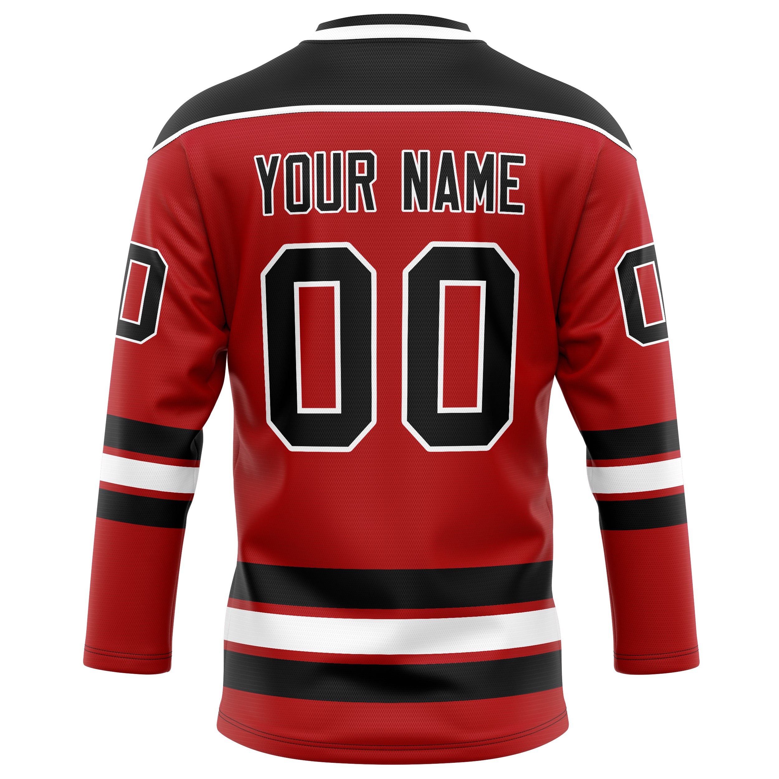 Personalized Red & Black Solid Colour Hockey Jersey