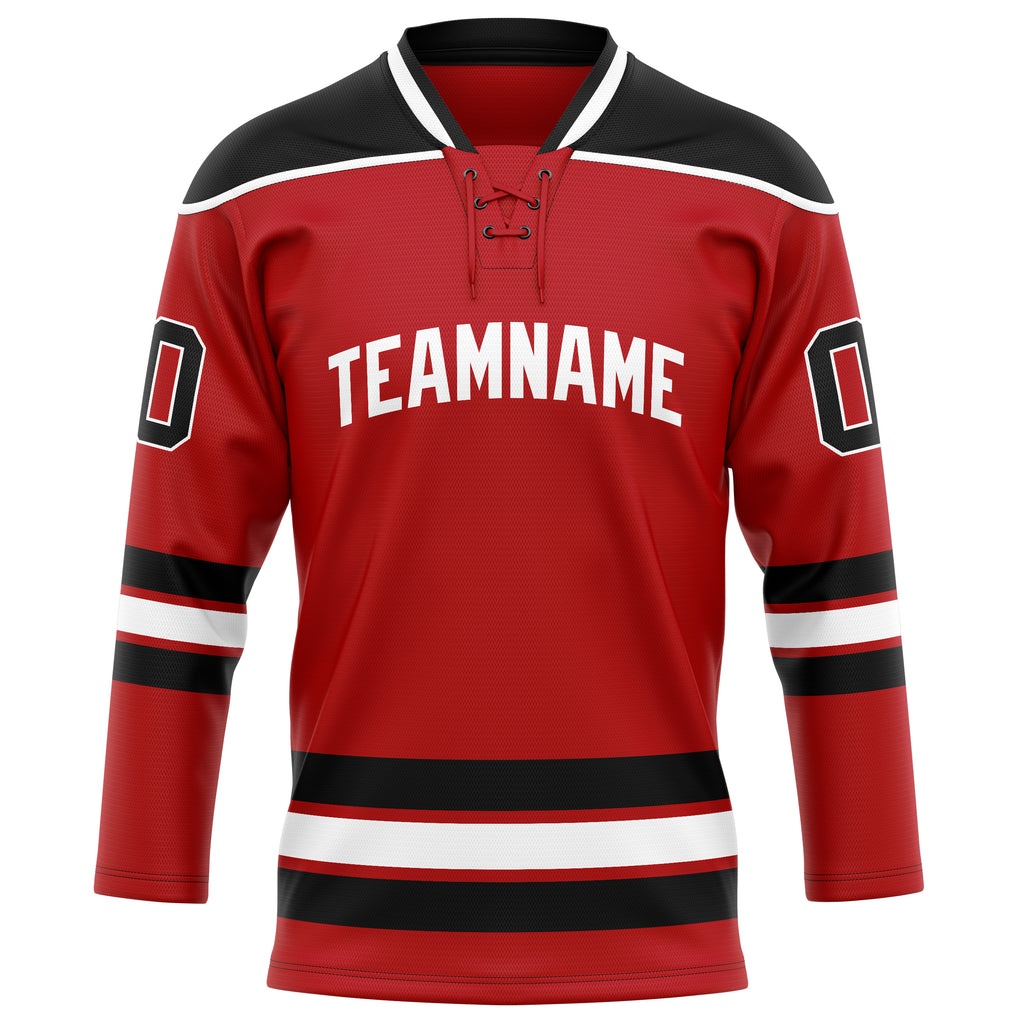 Personalized Red & Black Solid Colour Hockey Jersey