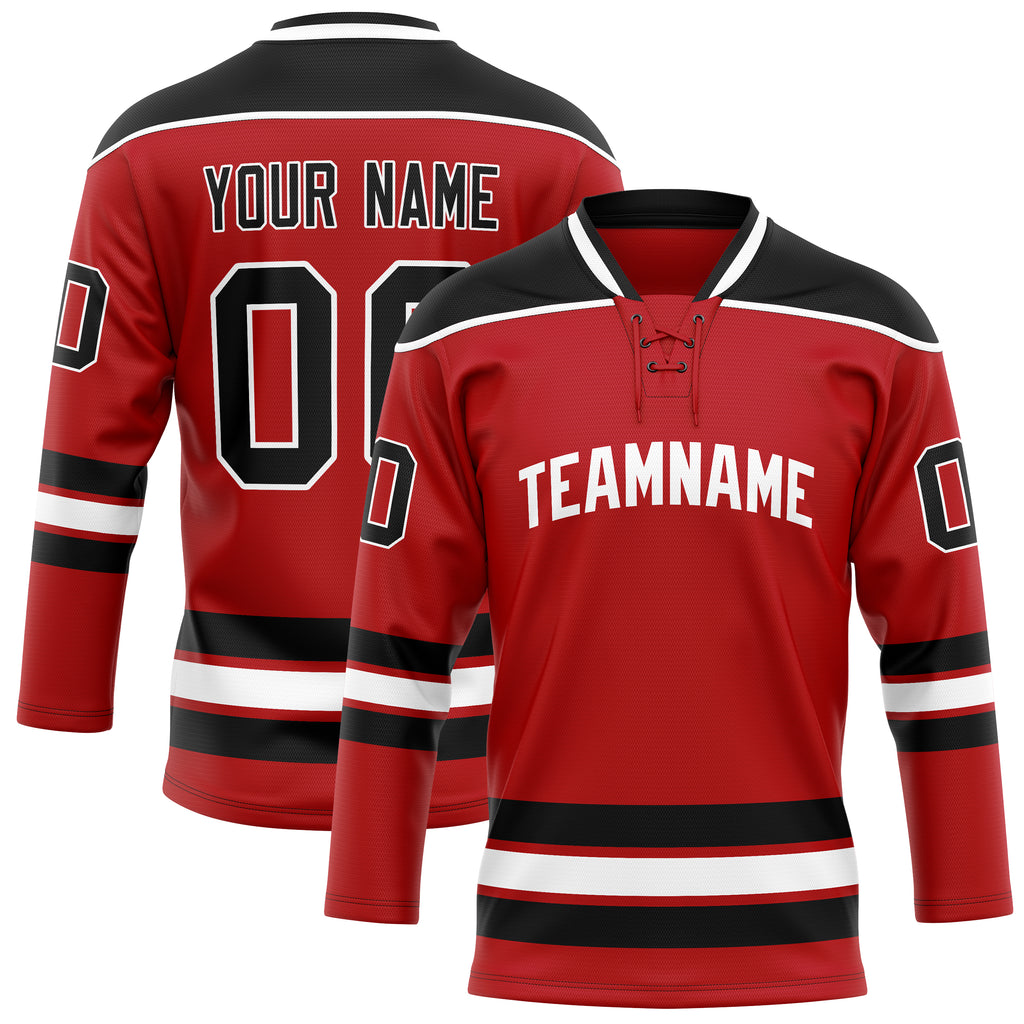 Personalized Red & Black Solid Colour Hockey Jersey