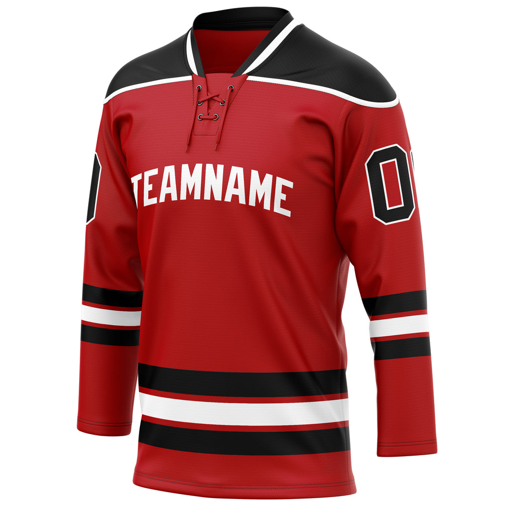 Personalized Red & Black Solid Colour Hockey Jersey