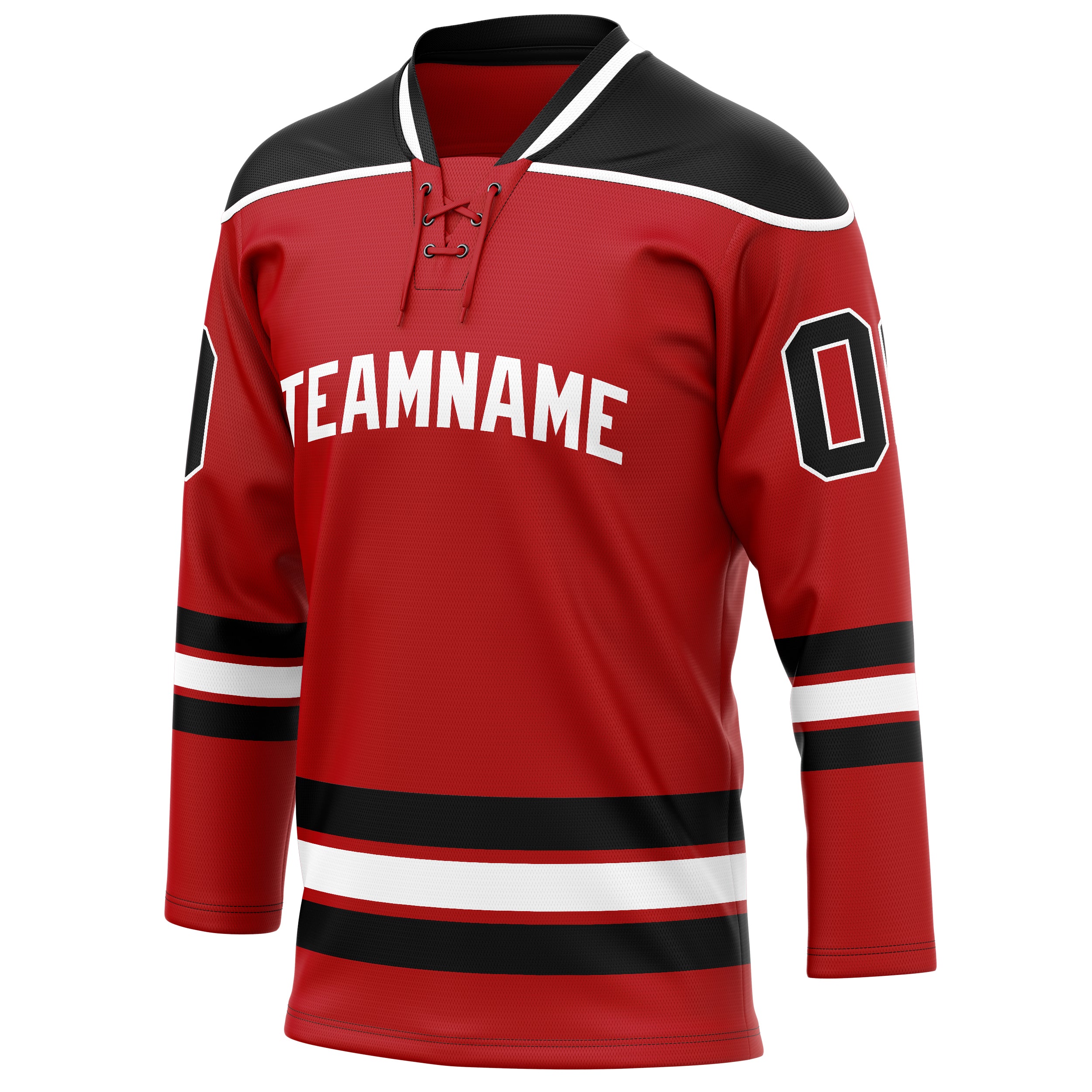 Personalized Red & Black Solid Colour Hockey Jersey