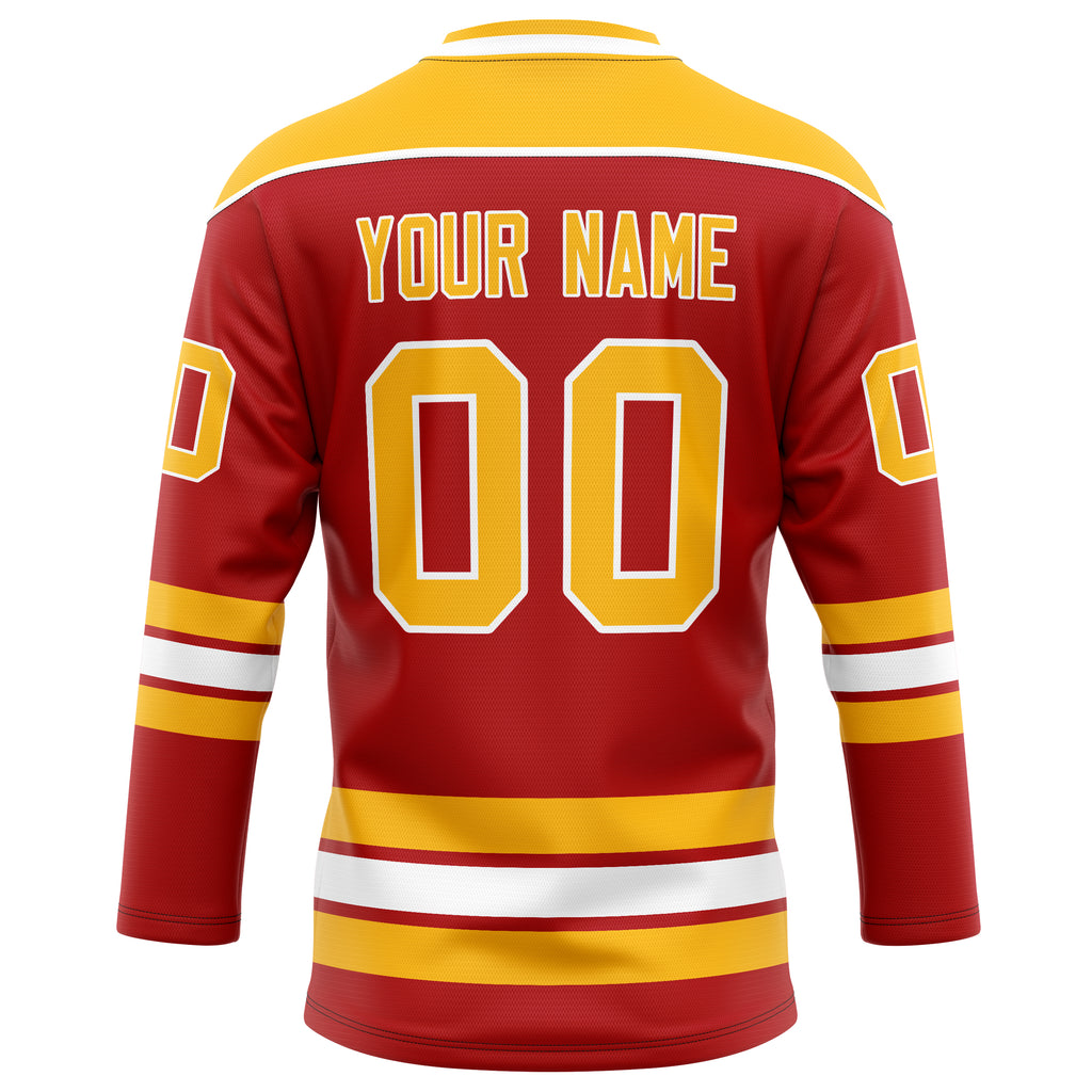 Personalized Red & Gold Solid Colour Hockey Jersey