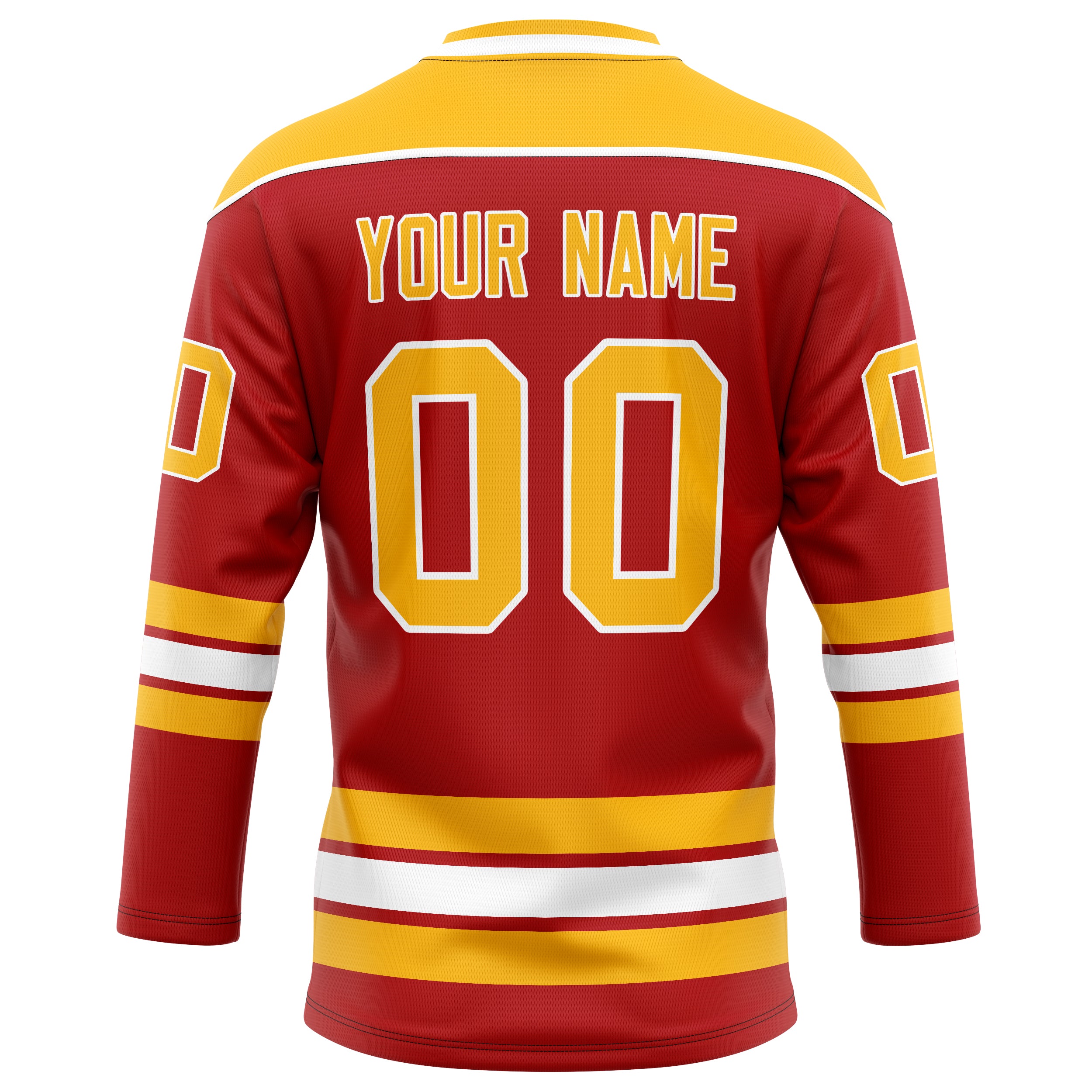 Personalized Red & Gold Solid Colour Hockey Jersey