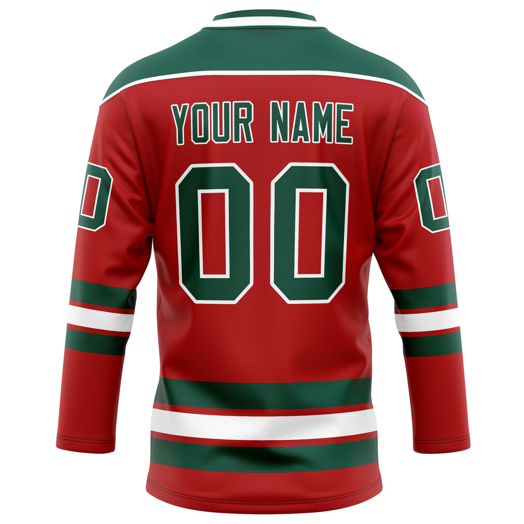 Personalized Red & Kelly Green Solid Colour Hockey Jersey